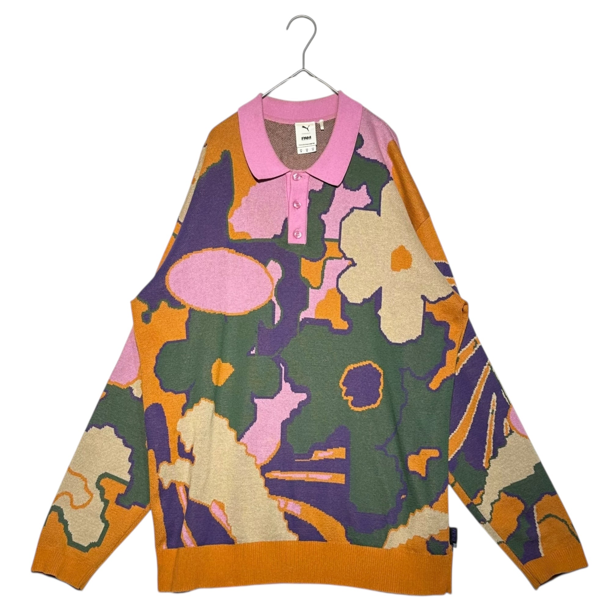 PUMA×PAM(プーマ×パム) 22AW M P.A.M. KNITTED LONGSLEE 長袖 ニット ポロ シャツ 536004-66 M マルチ