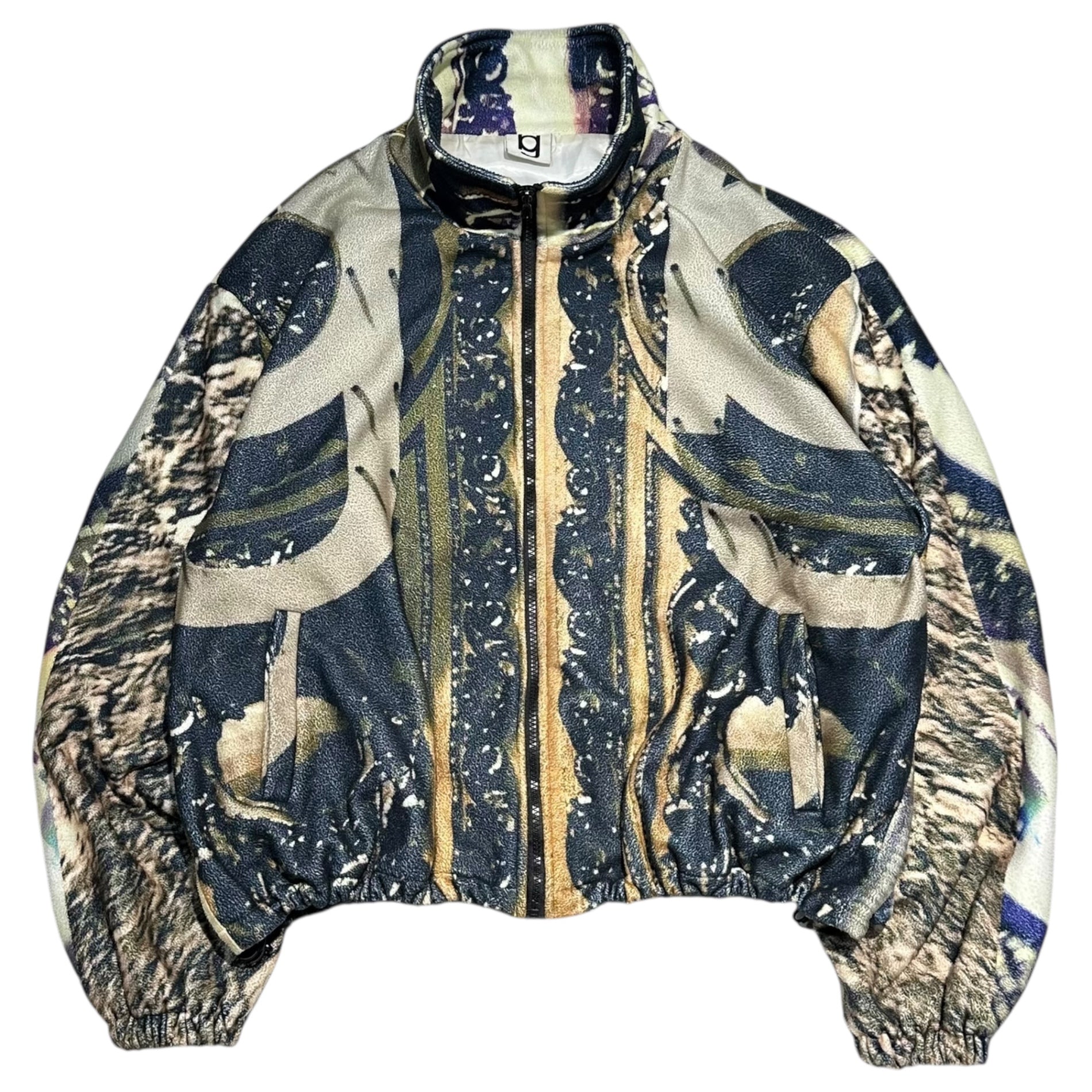 GB MOUTH(ジービーマウス) Door Series Fleece Jacket 扉 シリーズ フリース ジャケット XL程度 ベージュ×ネイビー