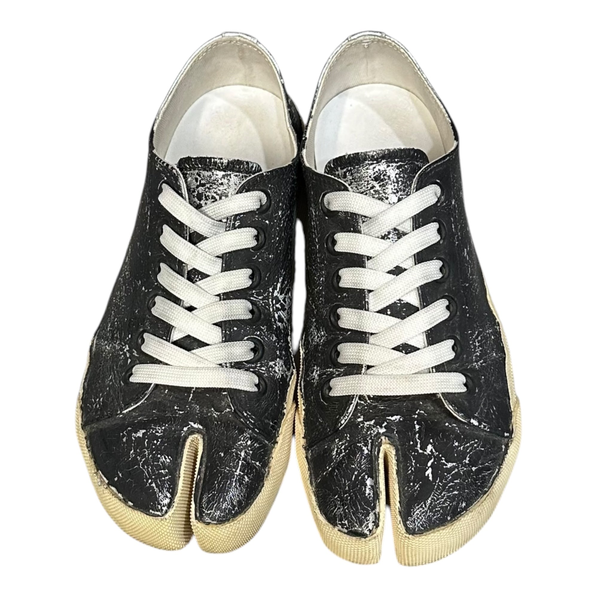MAISON MARGIELA(メゾンマルジェラ) 2019AW TABI Canvas Sneakers 足袋 キャンバス スニーカー ペンキ S58WS0110 37(23.5～24.cm程度) ブラック×シルバー ローカット タビ