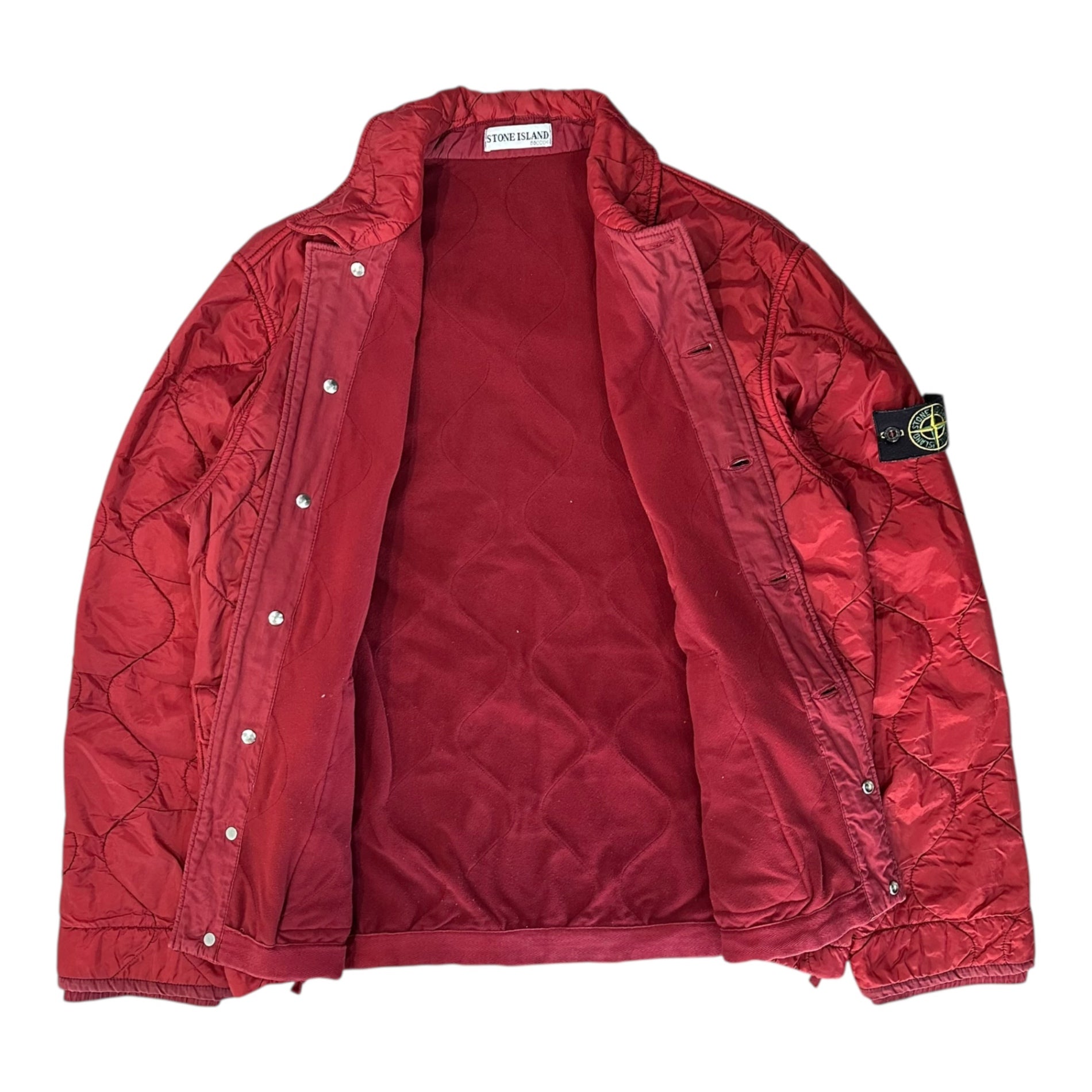 STONE ISLAND(ストーンアイランド) 01AW Garment dye Quilted Nylon Padded Jacket ガーメントダイ キルティング 中綿 ジャケット 3515M218 L レッド アーカイブ 00's カバーオール