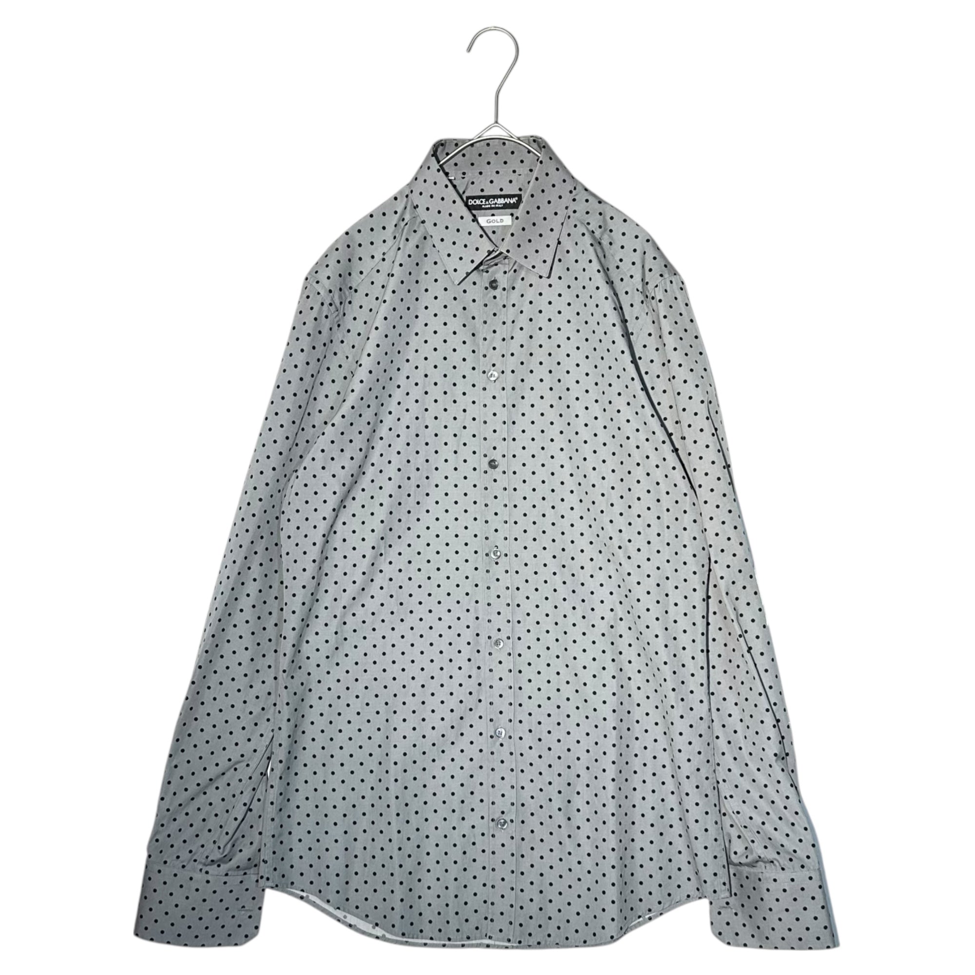 DOLCE&GABBANA(ドルチェ&ガッバーナドルガバ) GOLD Dot pattern L/S shirt ドット柄 長袖 シャツ G5CP0T FS5Q7 39 15 1/2(M程度) グレー×ブラック