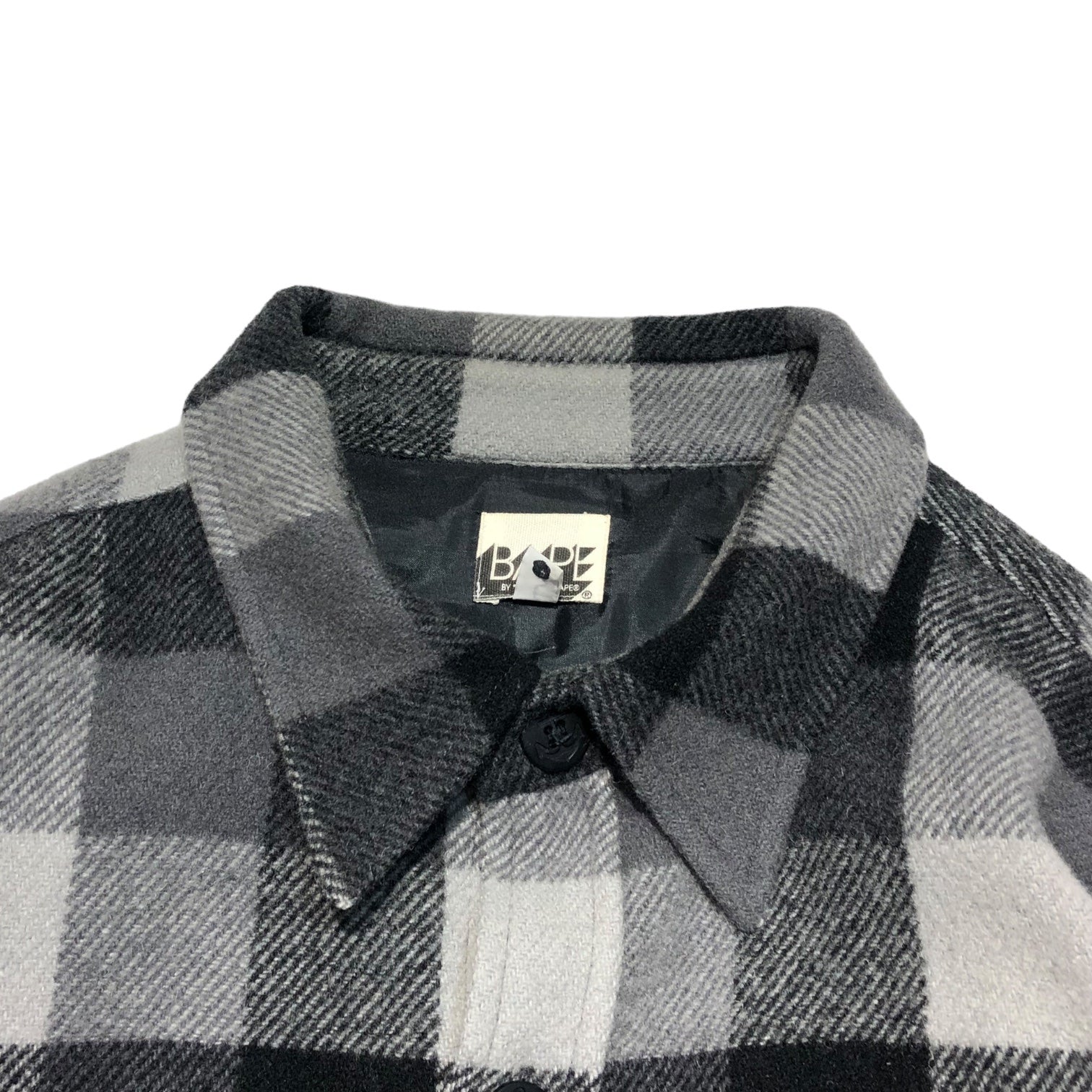 A BATHING APE(アベイシングエイプ) 00's CPO buffalo check shirt jacket バッファロー シャツ ジャケット L グレー×ブラック