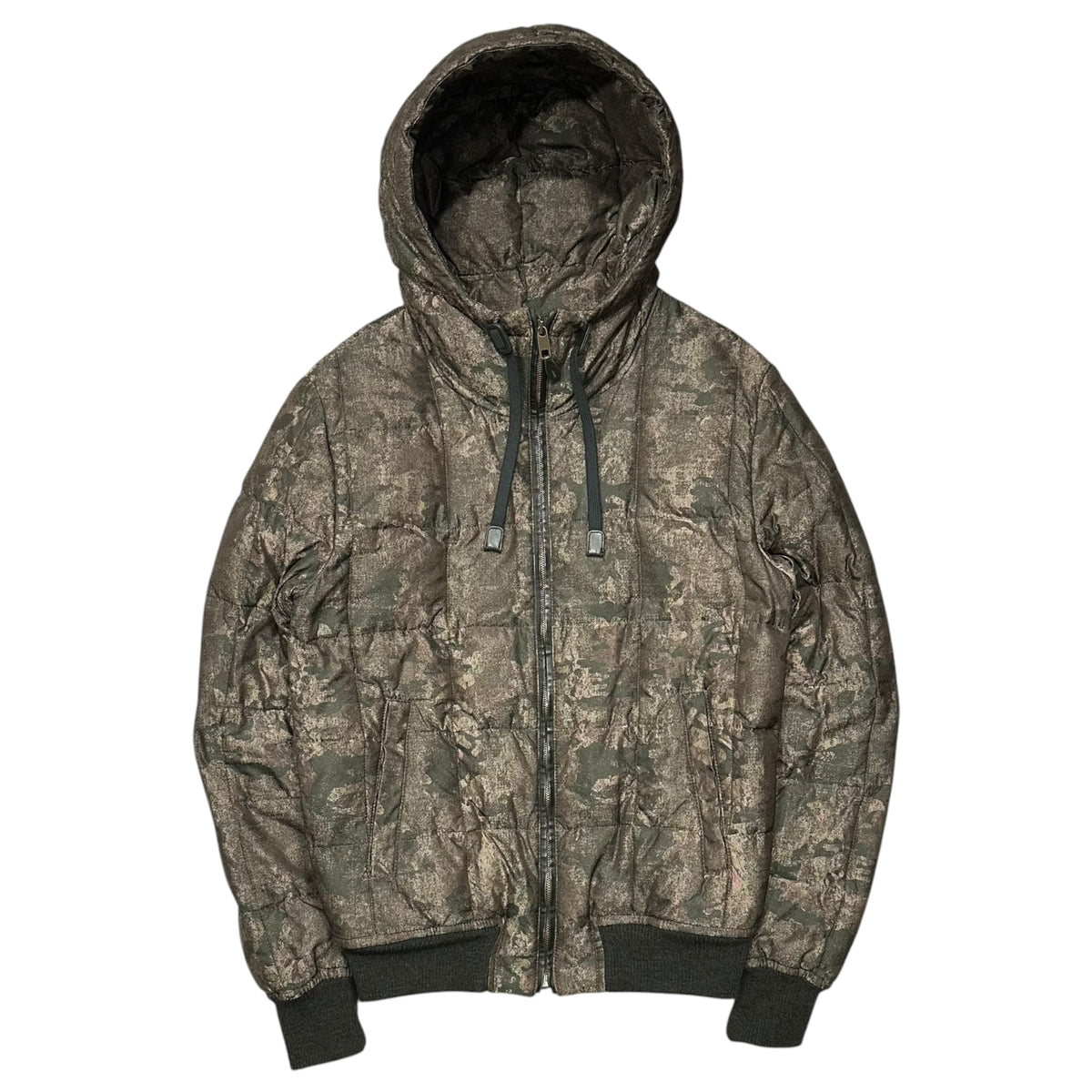 DOLCE&GABBANA(ドルチェ&ガッバーナドルガバ) Quilted Puffer Jacket - Camouflage キルティング パファー ジャケット - カモフラ G9ET1T G7DUN 44 カーキ 中綿 フーデッド