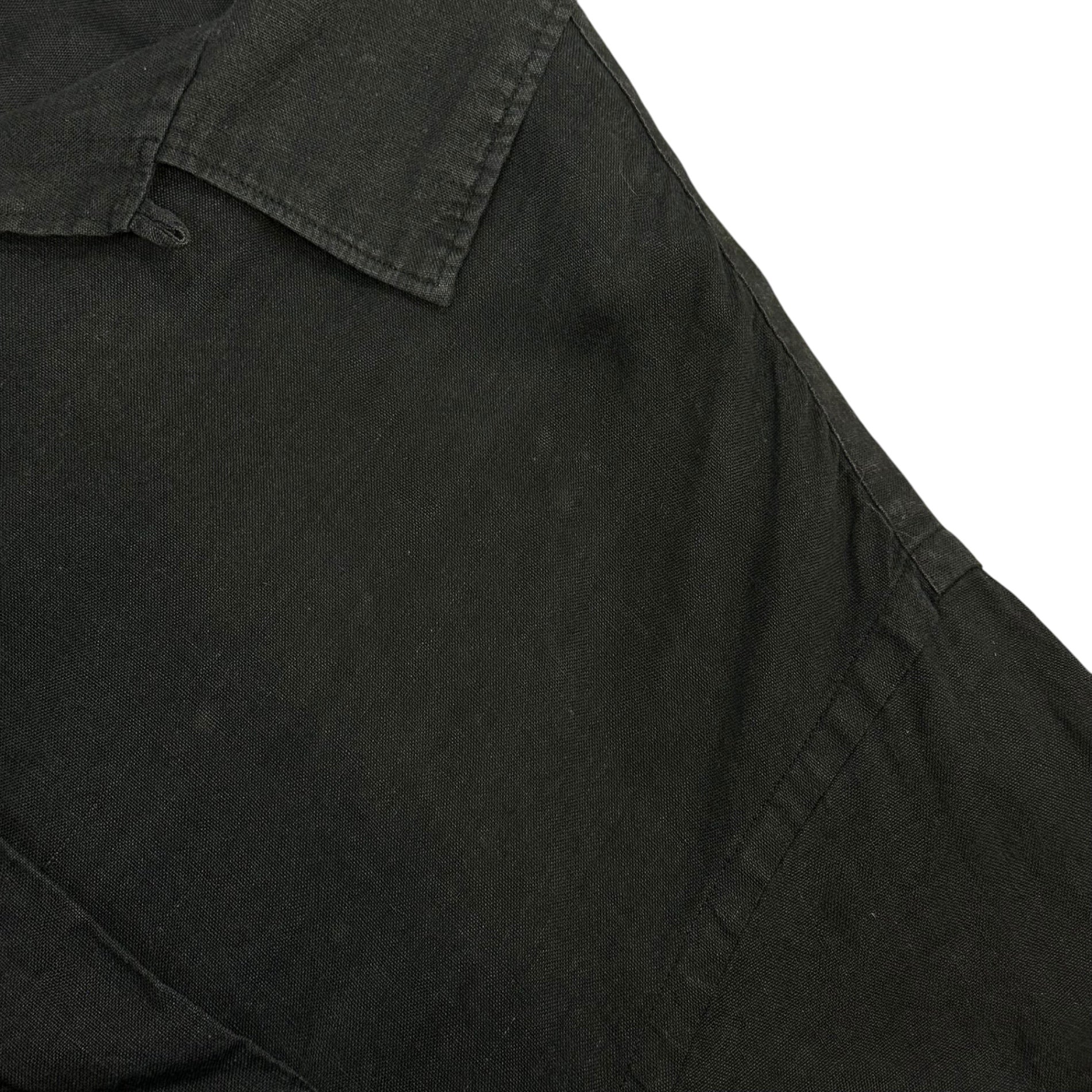 COMME des GARCONS HOMME(コムデギャルソンオム) 90's Linen Open-Collar S/S Shirt リネン オープンカラー 半袖 シャツ 表記無(ML程度) ブラック
