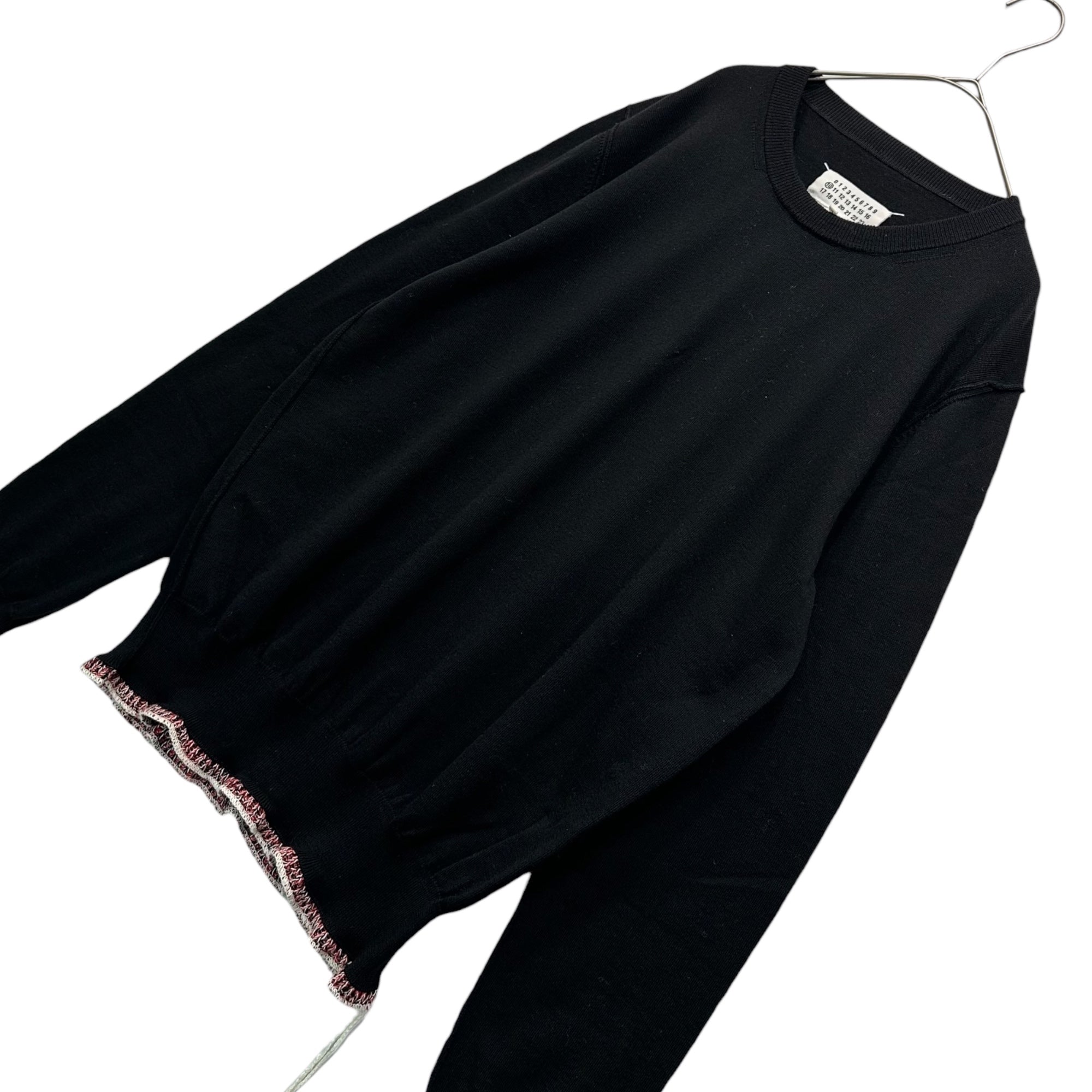 MAISON MARGIELA(メゾンマルジェラ) 18AW Inside-Out Hem-Split Wool Knit インサイドアウト 裾切替 ウール ニット S50HA0827 L ブラック