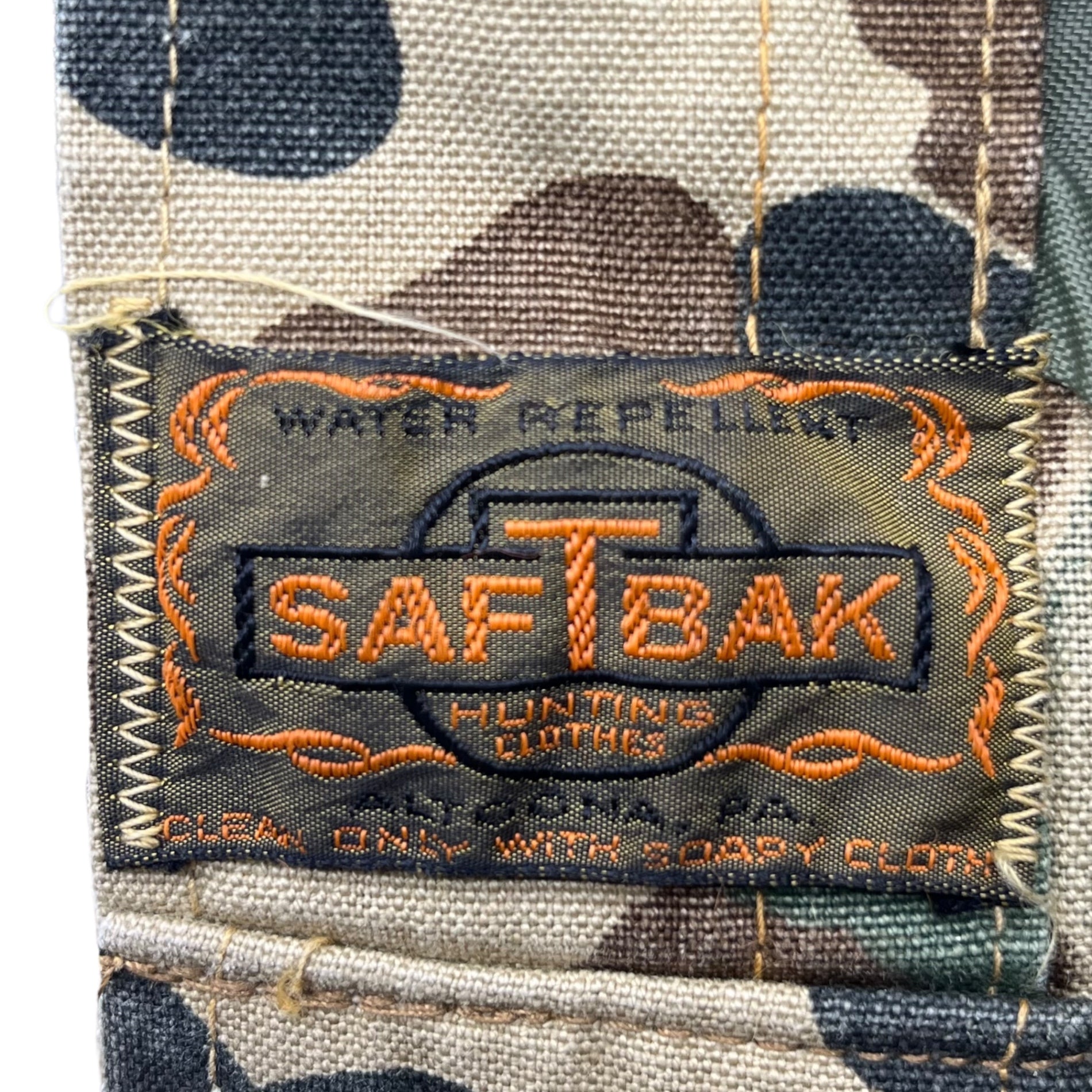 SAFTBAK(サフトバック) 70's~80's Hooded Camo Hunting Jacket フーデッド カモフラ ハンティング ジャケット L程度 カーキ 70年代～80年代 ヴィンテージ 古着 迷彩 コットン