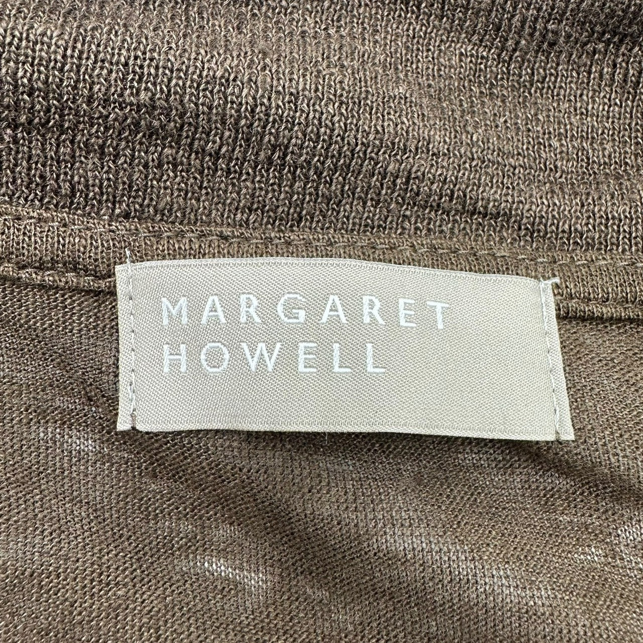 MARGARET HOWELL(マーガレットハウエル) Linen French sleeve polo shirt リネン フレンチ スリーブ ポロシャツ 578-0168670 2(M程度) カーキ