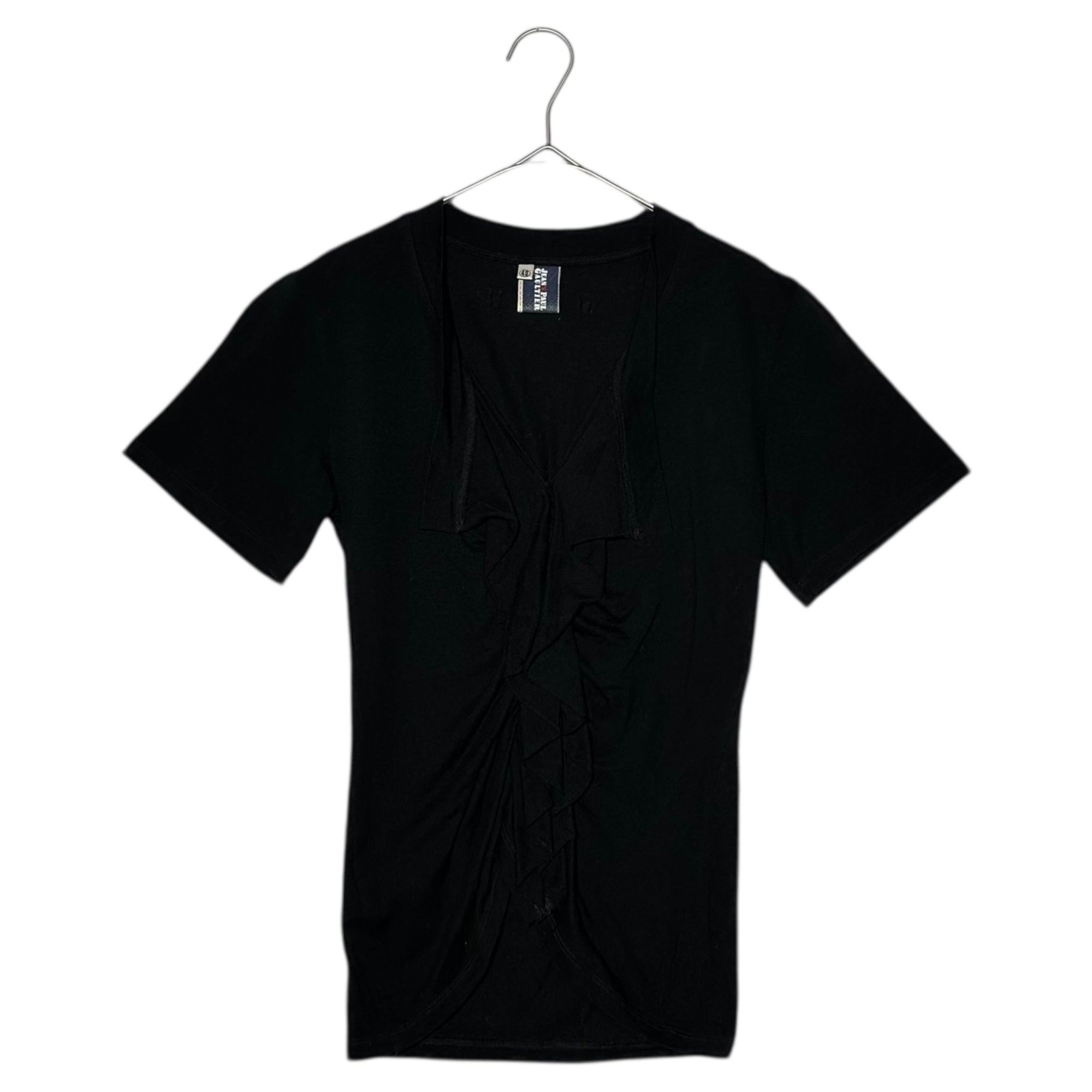 Jean Paul GAULTIER(ジャンポールゴルチエ) 00's Front frill S/S cut and sew フロントフリル 半袖 カットソー 40(L) ブラック