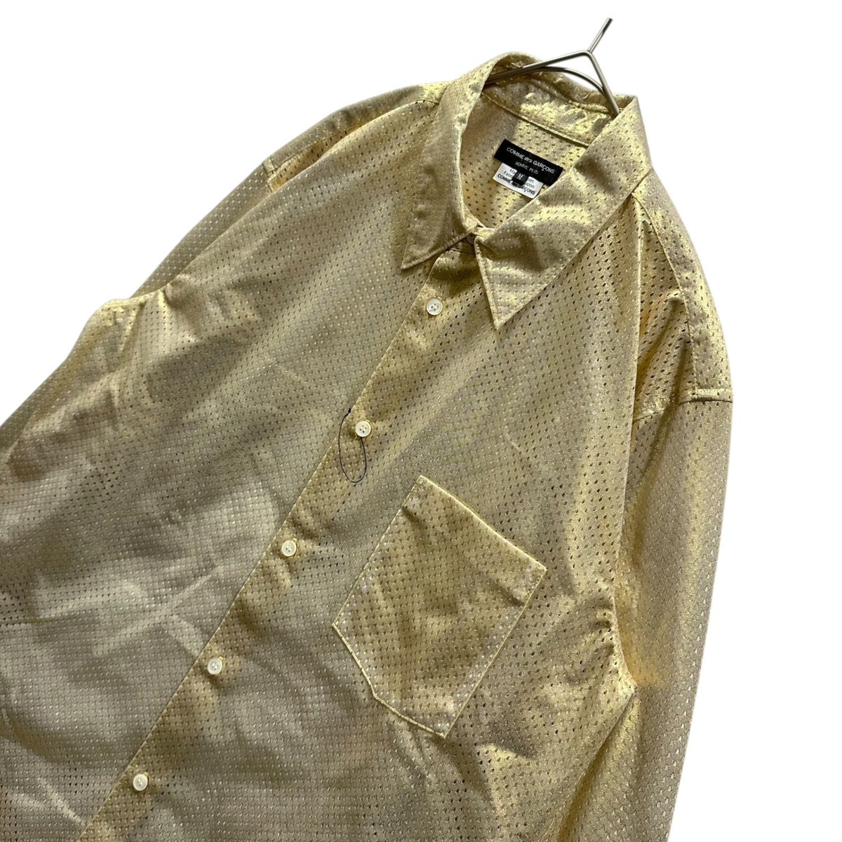 COMME des GARCONS HOMME PLUS(コムデギャルソンオムプリュス) 2026SS qPolyester-Mesh Blouse Shirt エステル メッシュ ブラウス シャツ PQ-T035 M ゴールド AD2025