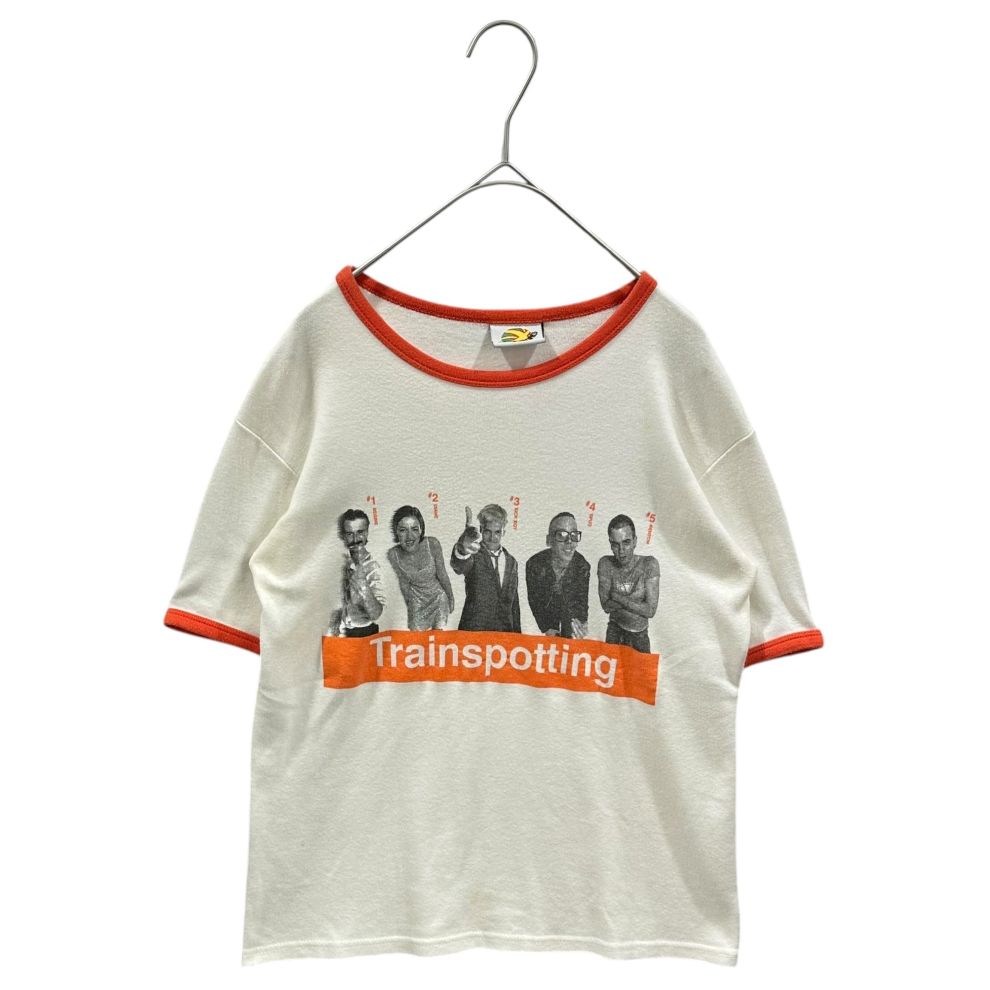 UNDERWORLD(アンダーワールド) 1996's "Trainspotting" Official Ringer Tee トレインスポッティング オフィシャル リンガー Tシャツ 表記無(S程度) ホワイト×オレンジ 90's 90年代 ムービー ヴィンテージ トレスポ