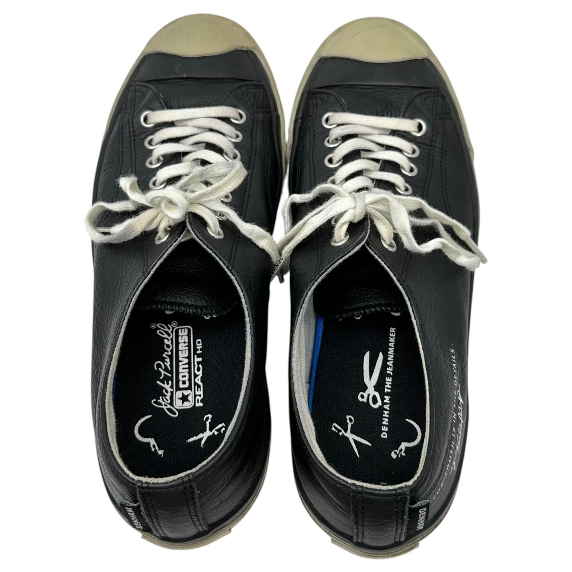 DENHAM×CONVERSE(デンハム×コンバース) LEATHER JACK PURCELL レザー ジャックパーセル ローカット スニーカー 1CL873 27.0cm ブラック
