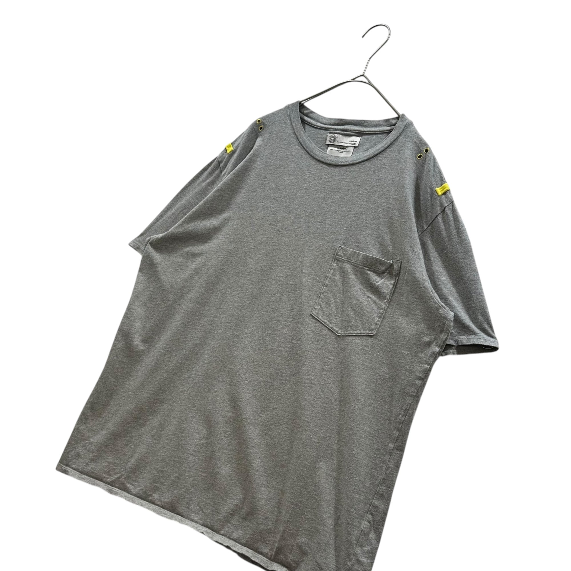 VISVIM(ビズビム/ヴィズヴィム) Eyelet Embroidered S/S Tee アイレット 半袖 Tシャツ L グレー×イエロー