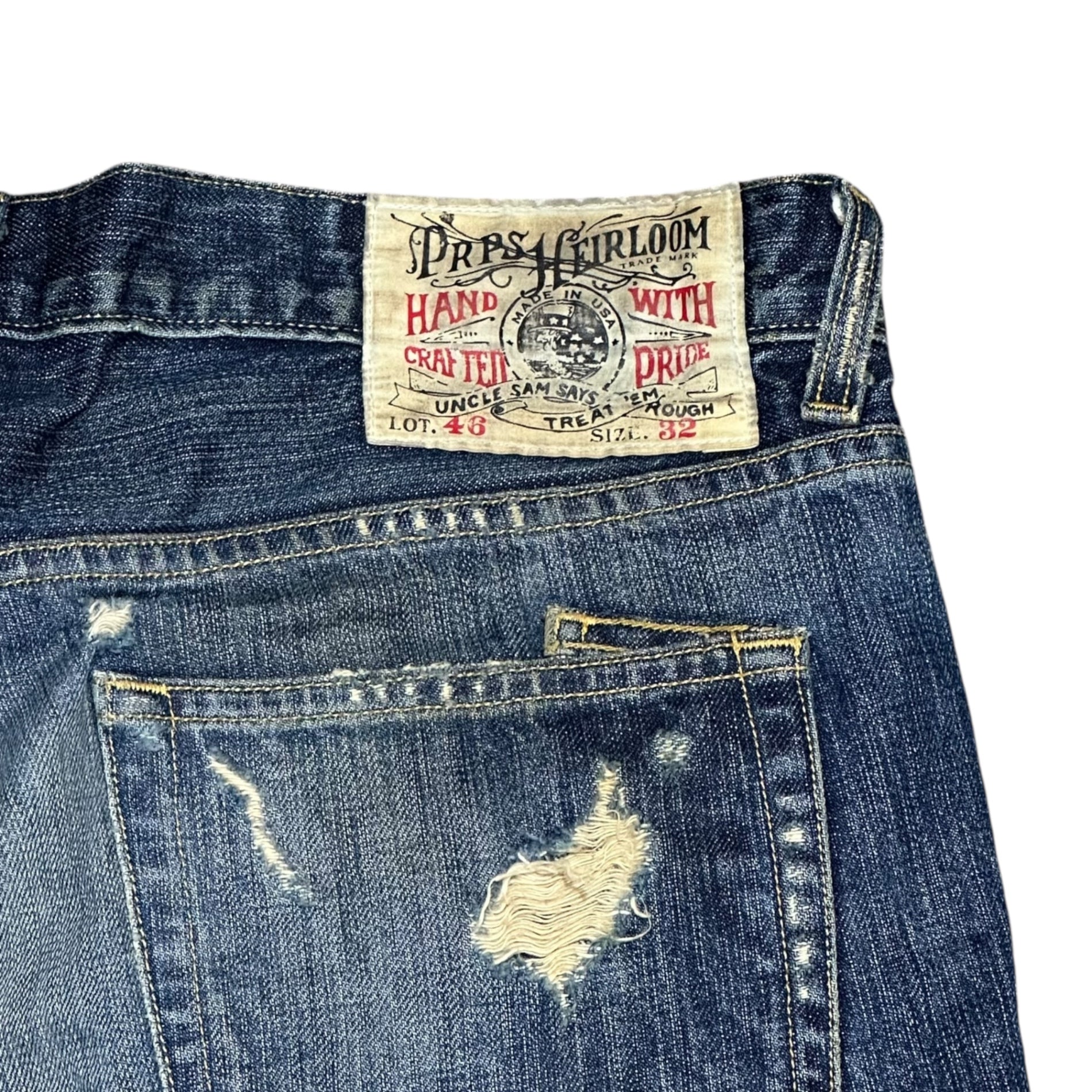PRPS(ピーアールピーエス) Vintage-Washed Denim Pants ヴィンテージ 加工 デニム パンツ 32 インディゴ