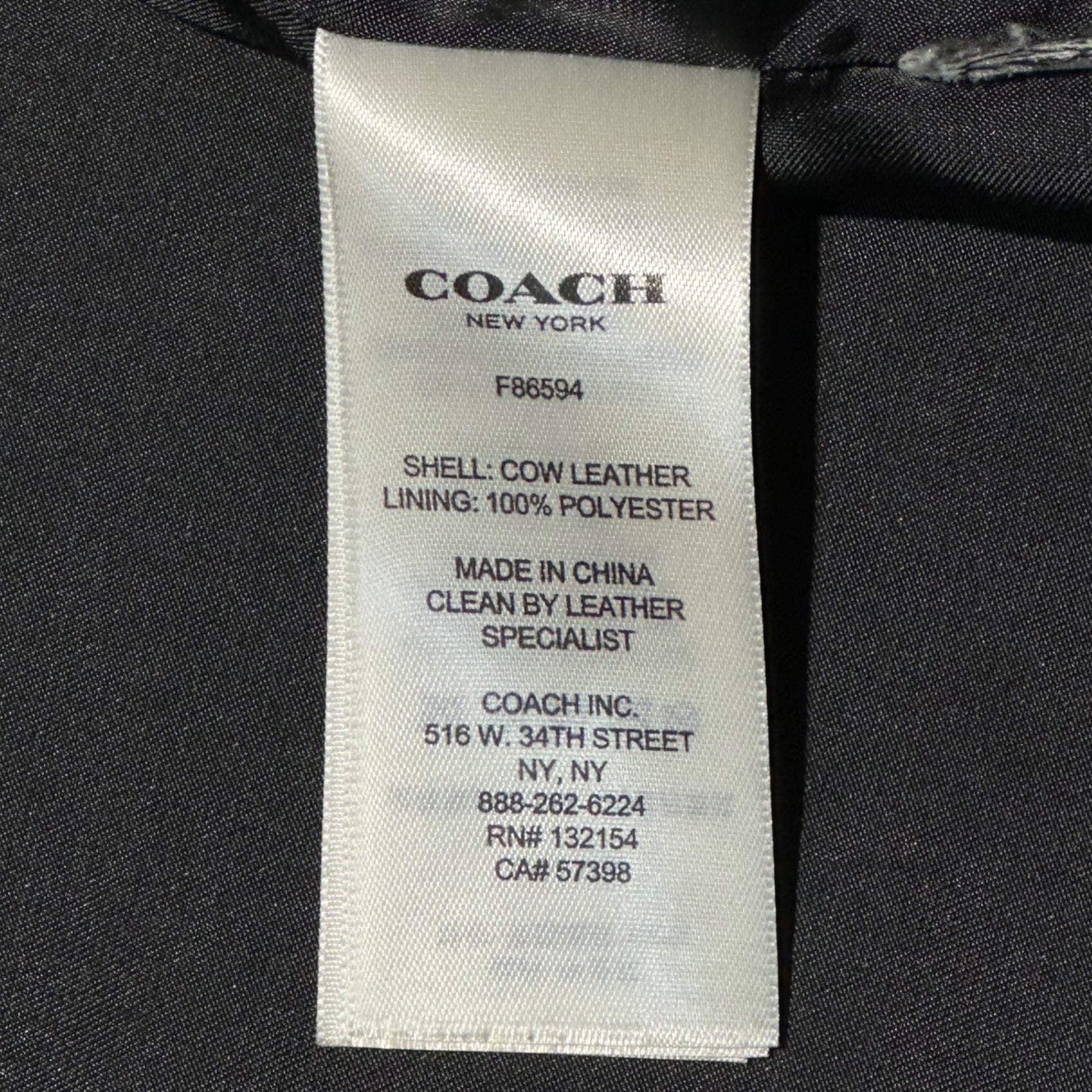 COACH(コーチ) Cowhide Single Rider Jacket カウハイド シングル ライダース ジャケット F86594 M ブラック 牛革 レザー
