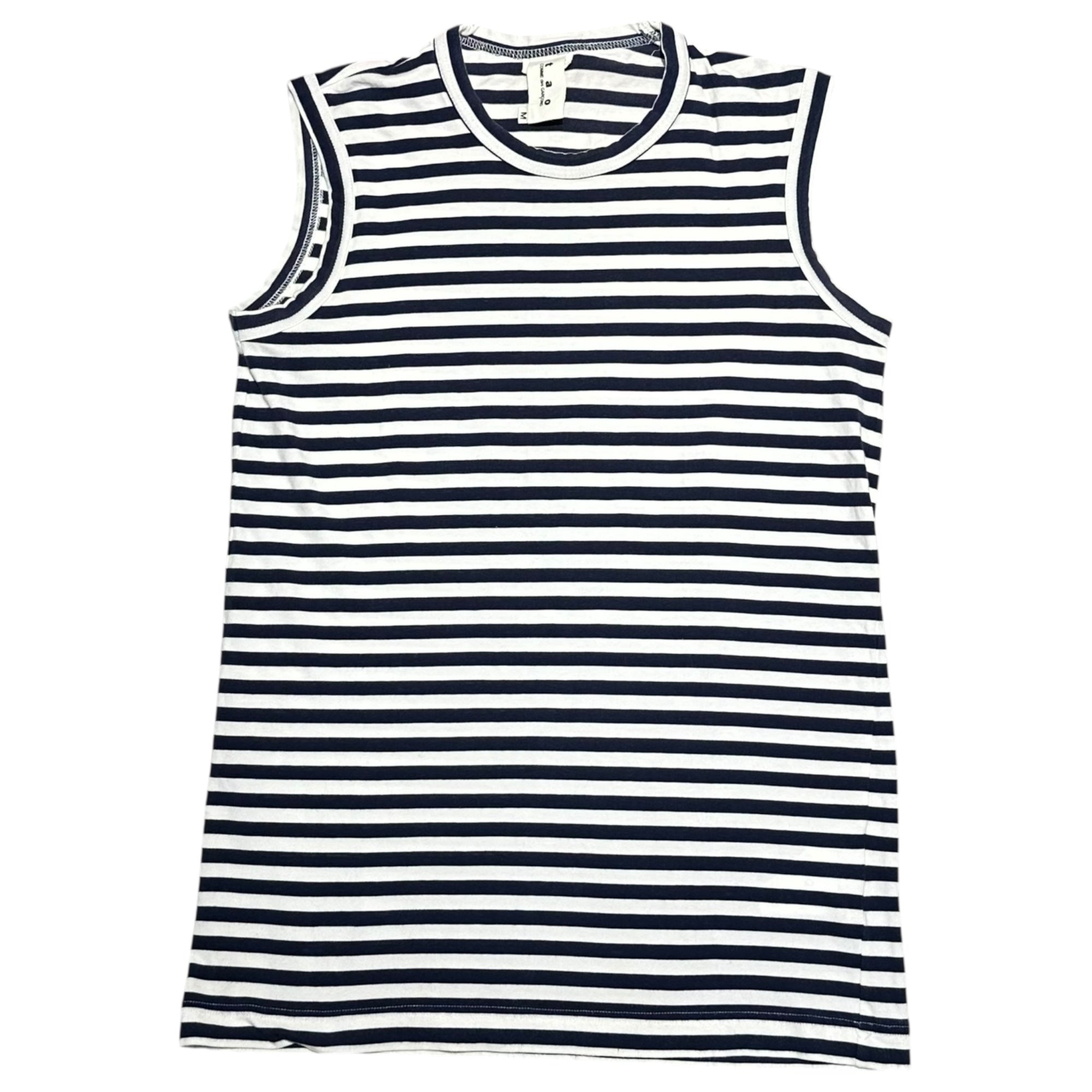 TAO COMME des GARCONS(タオコムデギャルソン) 09SS Sleeveless Striped T-Shirt ノースリーブ ボーダー Tシャツ 3C-T038 M ホワイト×ネイビー AD2008