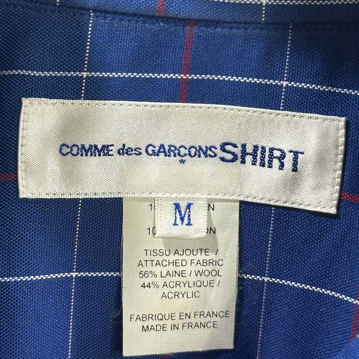 COMME des GARCONS SHIRT(コムデギャルソンシャツ) 1990's Center-Front Knit Checked L/S Shirt センター ニット チェック 長袖 シャツ S18036 M ブルー×マルチカラー 90年代 フランス製 アーカイブ