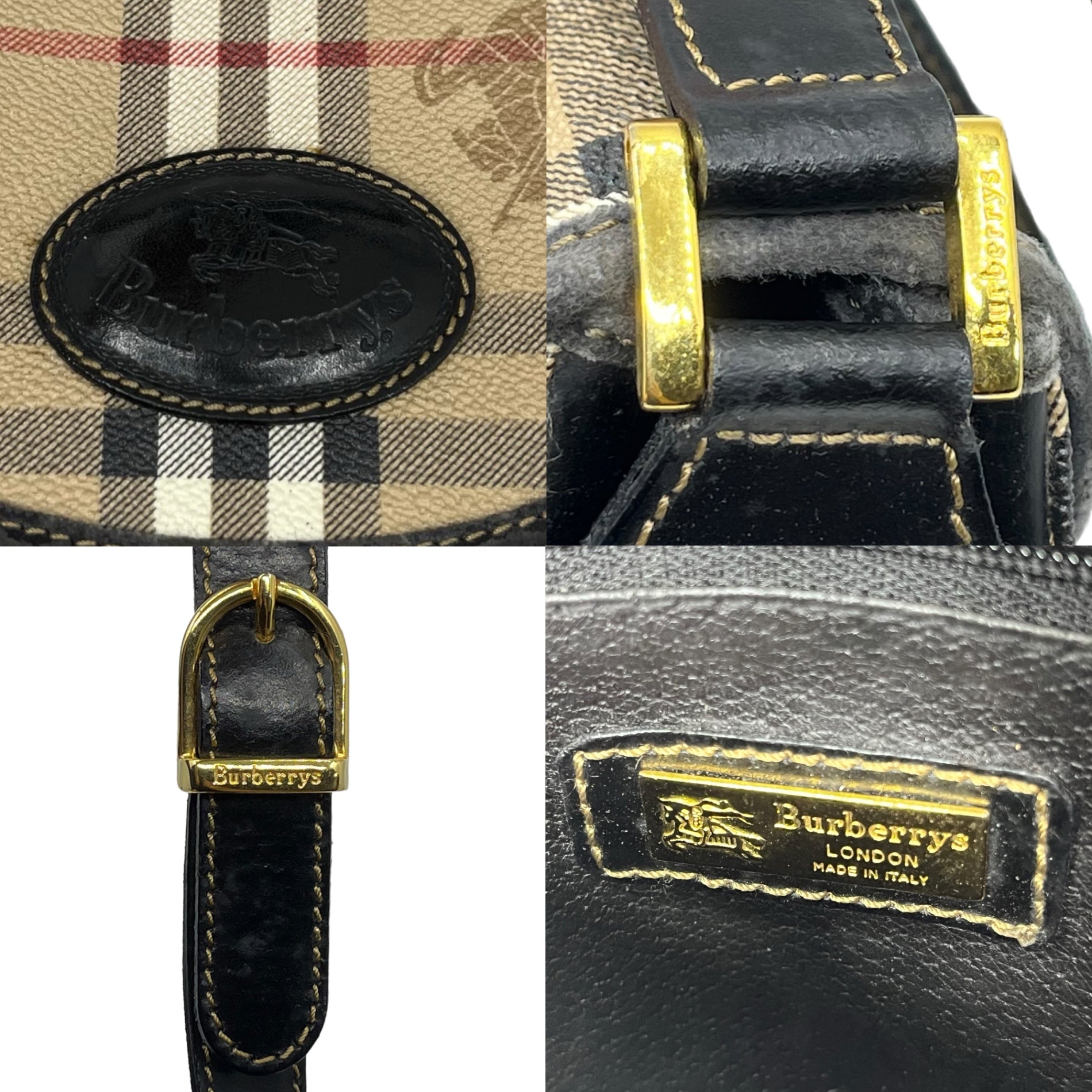 Burberrys(バーバリーズ) Nova check leather shoulder bag ノバチェック レザー ショルダー バッグ ベージュ×ブラウン ヴィンテージ OLD