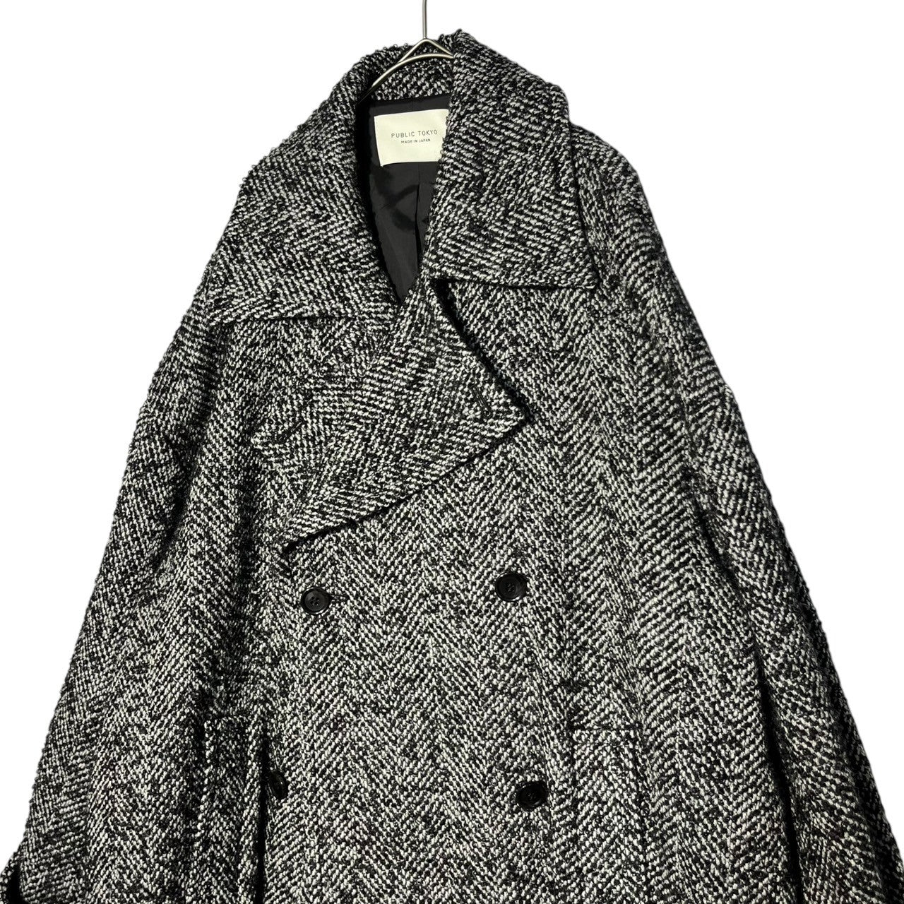 PUBLIC TOKYO(パブリックトーキョー) herringbone short coat ヘリンボーン ショート コート 161651011 FREE ブラック×ホワイト 参考定価39,600円 ウール ジャケット