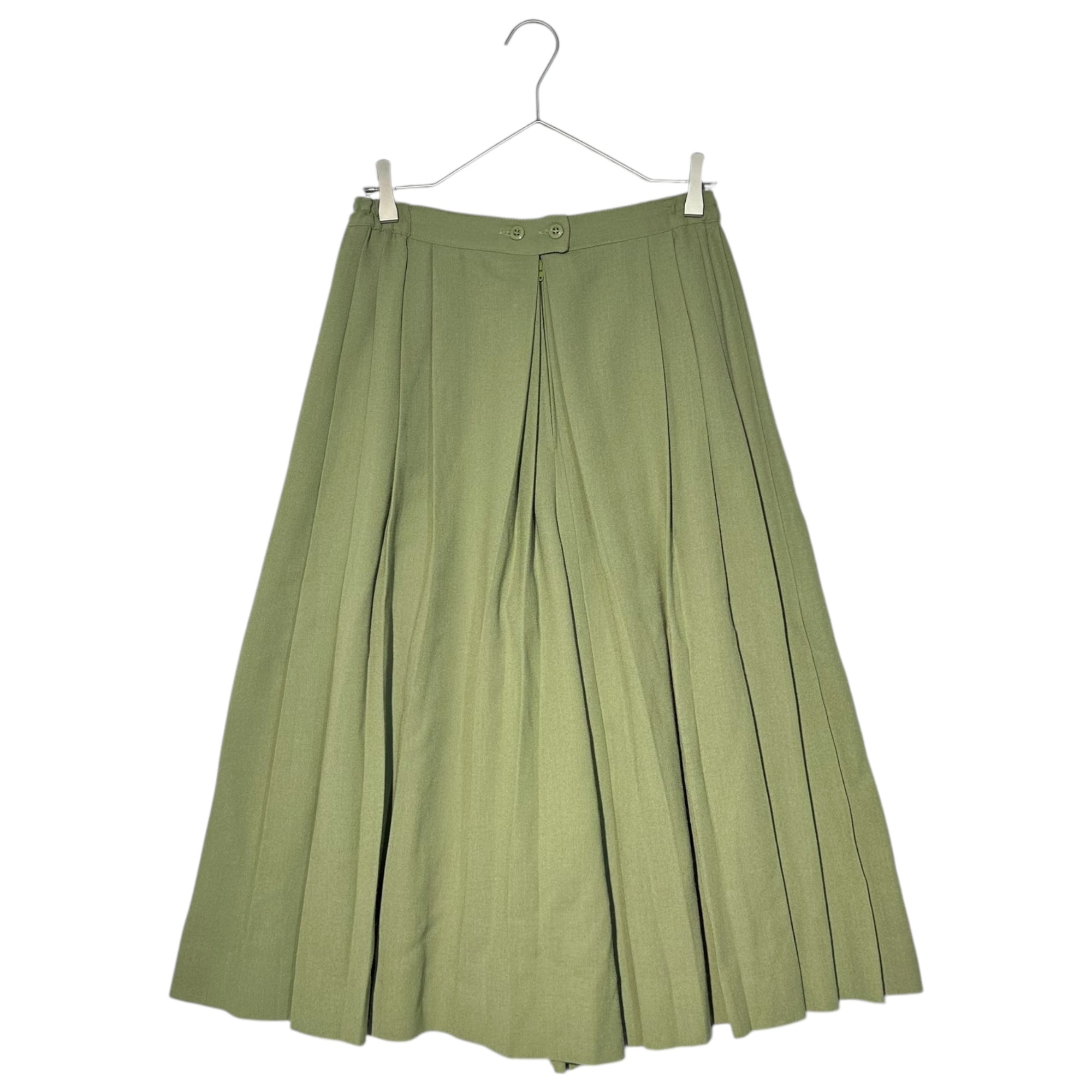Euro vintage(ヨーロッパヴィンテージ) 80'~90's pale smokey green pleated gaucho pants プリーツガウチョパンツ 表記無し(M～Lサイズ程度) グリーン