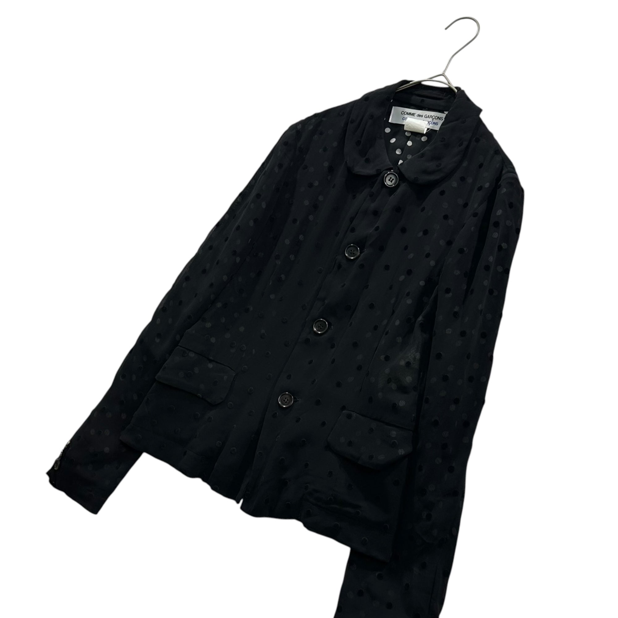 COMME des GARCONS COMME des GARCONS(コムデギャルソンコムデギャルソン) Inside-Out Sheer Polka Dot Jacket インサイドアウト シアー ドット ジャケット W11J003 SS ブラック×ホワイト フランス製 レーヨン