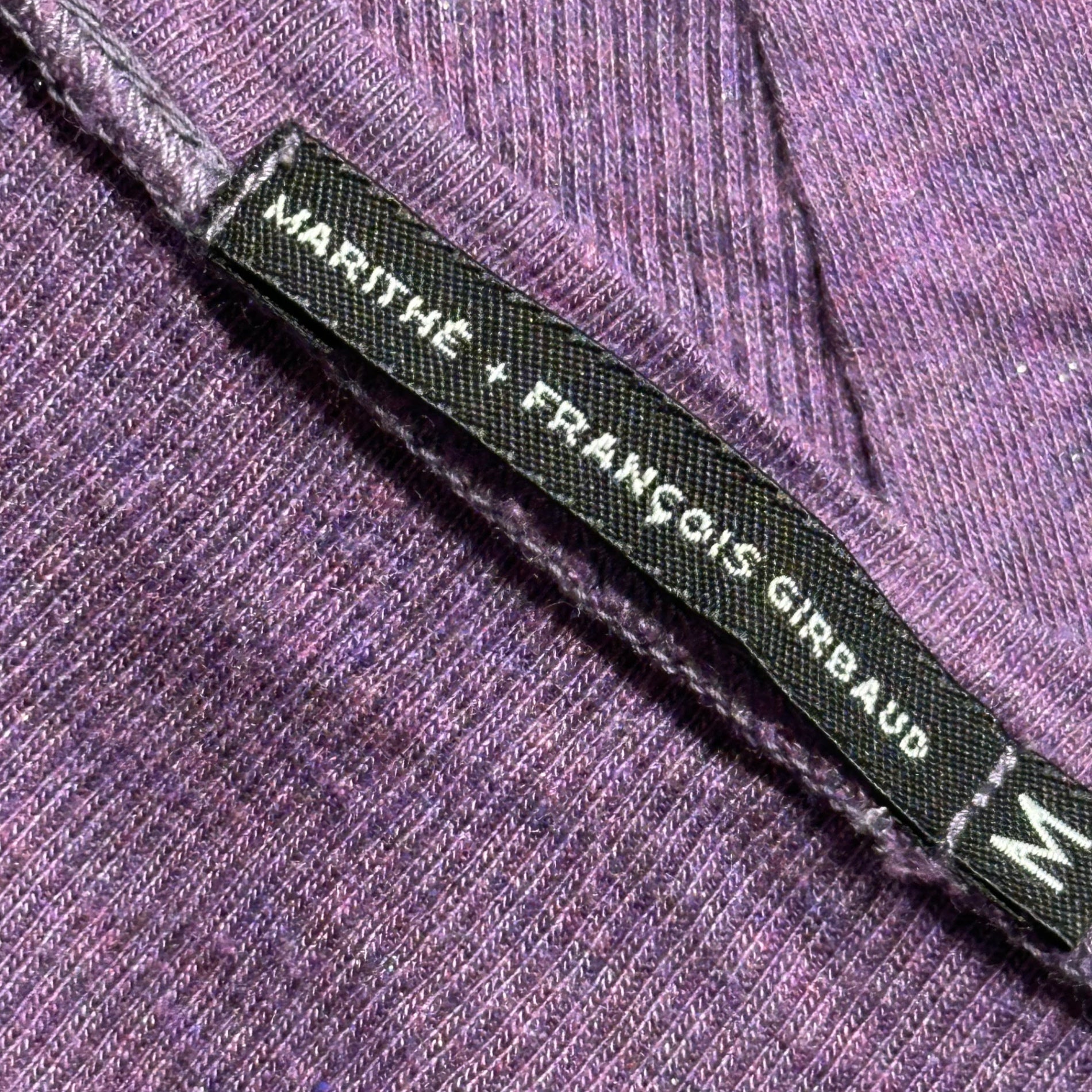 MARITHE FRANCOIS GIRBAUD(マリテフランソワジルボー) 00's Side Ribbed Lame S/S Knit Top サイドリブ ラメ 半袖 カットソー F6-6047 M パープル Y2K