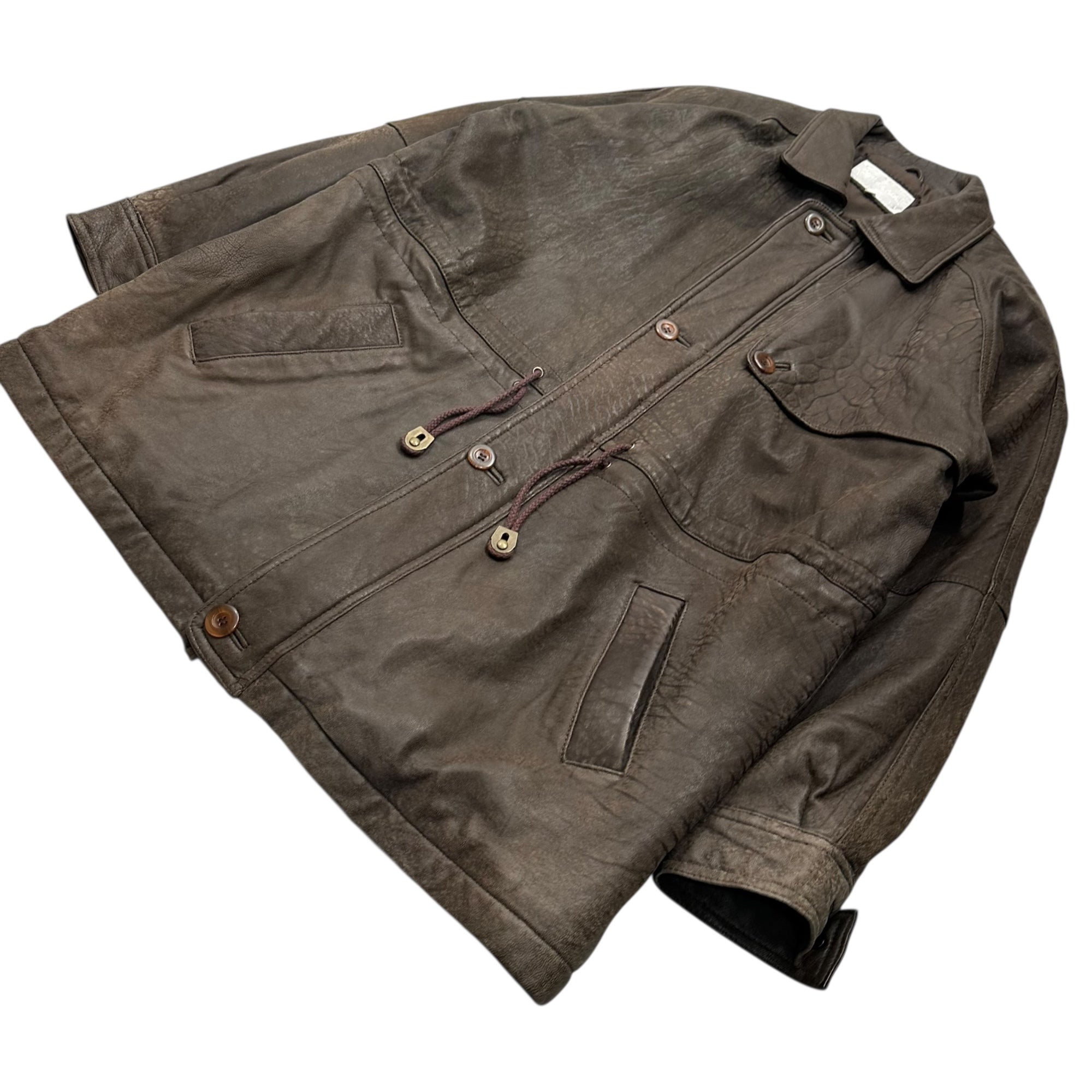 VINTAGE(ヴィンテージ) 00's Lambskin Half Coat ラムレザー ハーフ コート LL ブラウン OHKA LAMB