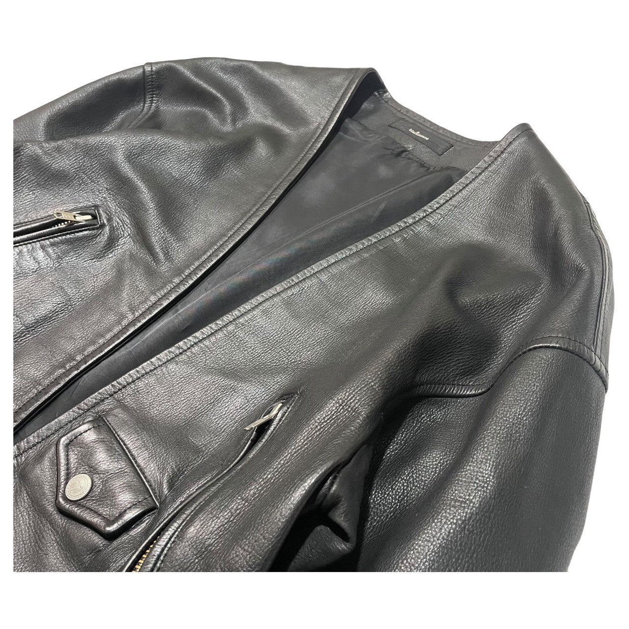 blackmeans(ブラックミーンズ) Short length leather jacket ショート丈 羽織 レザー ジャケット ライダース 72GBJ022-1 SIZE 4 ブラック 少数生産 稀少品