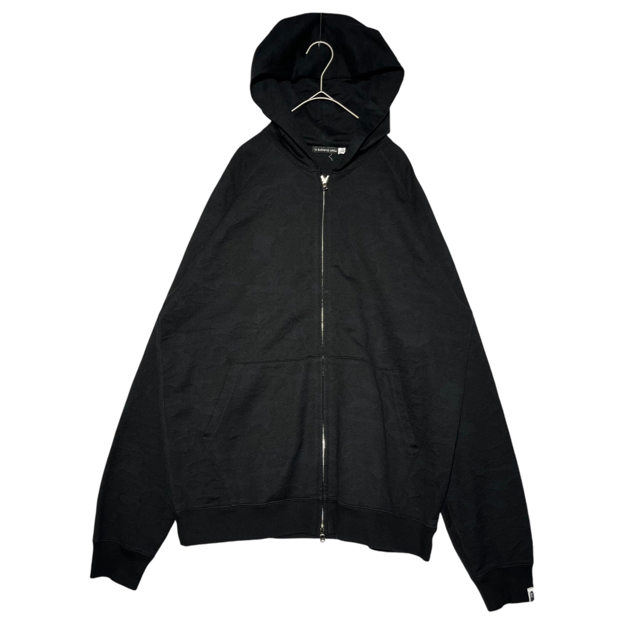 A BATHING APE(アベイシングエイプ) Embossed zip-up hoodie 型押し ジップアップ パーカー L ブラック