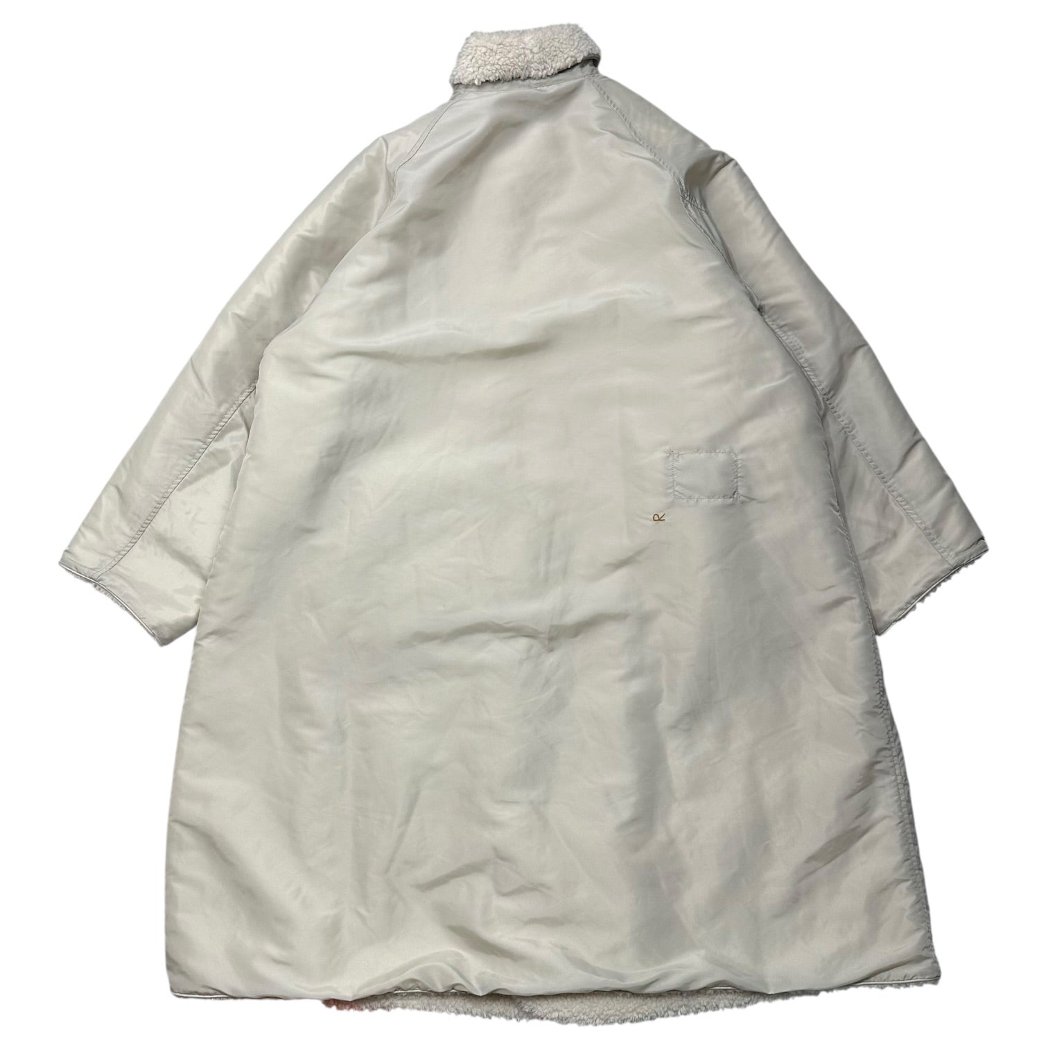 45R(フォーティーファイブアール) 24AW Thick Nylon × Shearling 908 Shawl Collar Coat 厚ナイロン ボア ショールカラー コート 81120124 1(XS程度) アイボリー