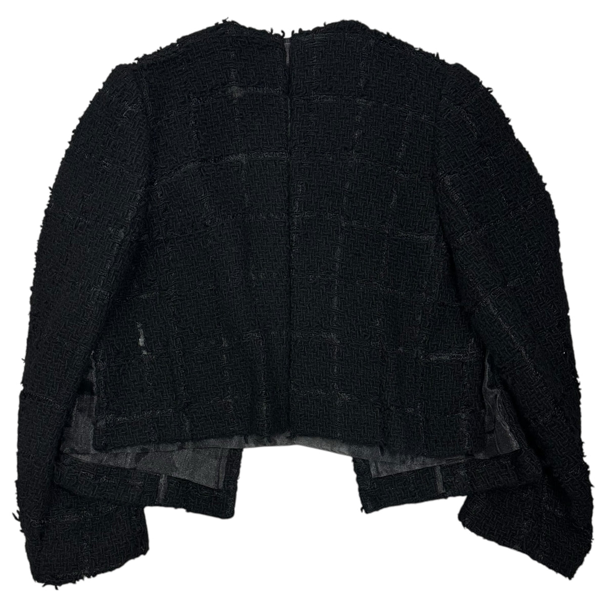 COMME des GARCONS(コムデギャルソン) 1997AW Intarsia Check Collarless Wool Jacket 編み柄 チェック ノーカラー ウール ジャケット GJ-04008S S ブラック AD1997 90s アーカイブ