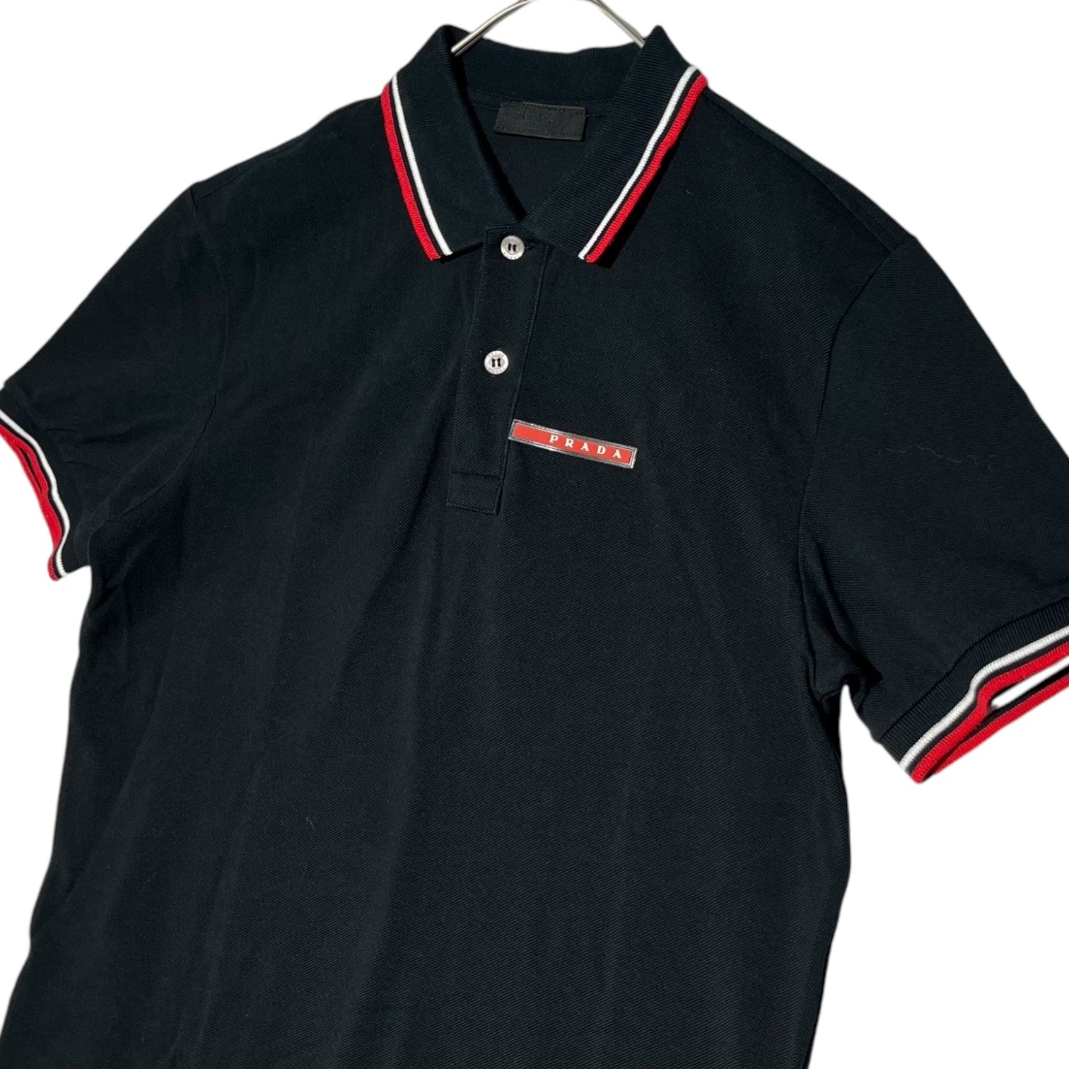 PRADA(プラダ) "PRADA SPORT" logo polo shirt プラダ スポーツ ロゴ ポロシャツ SJJ8887 S ブラック