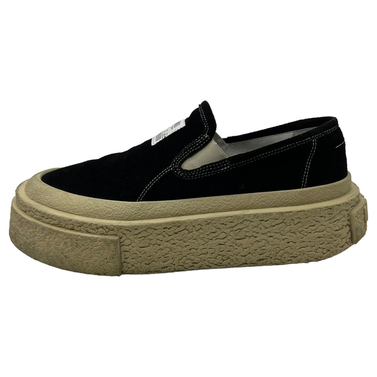 MM6 Maison Margiela(エムエムシックス) Thick sole suede leather slip-ons 厚底 ソール  スウェード レザー スリッポン S59WR0087 41(26.5~27cm程度) ブラック×アイボリー スニーカー