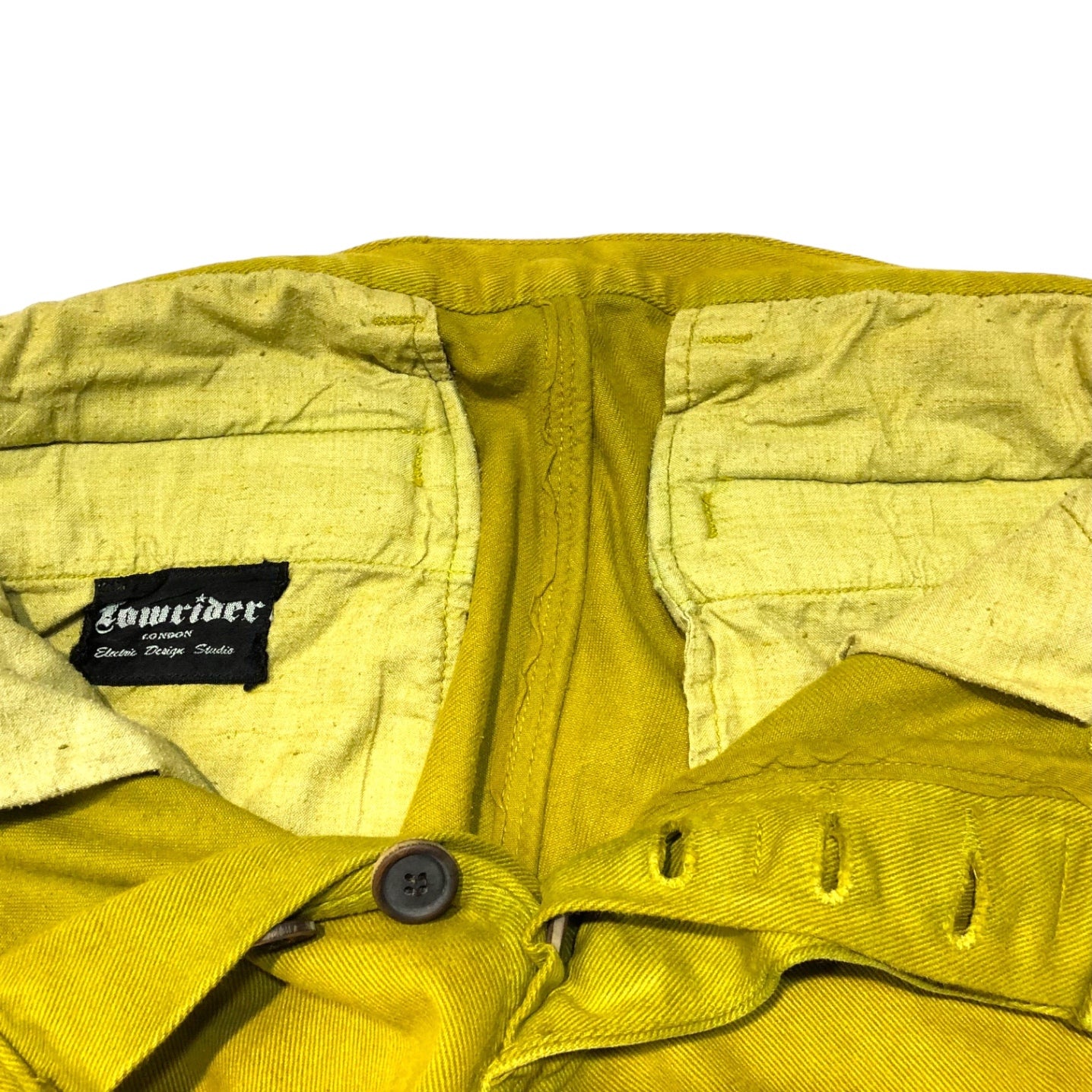 LOWRIDER(ローライダー) cargo denim pants カーゴ デニム パンツ W30 イエロー UK イギリス製 ジーンズ