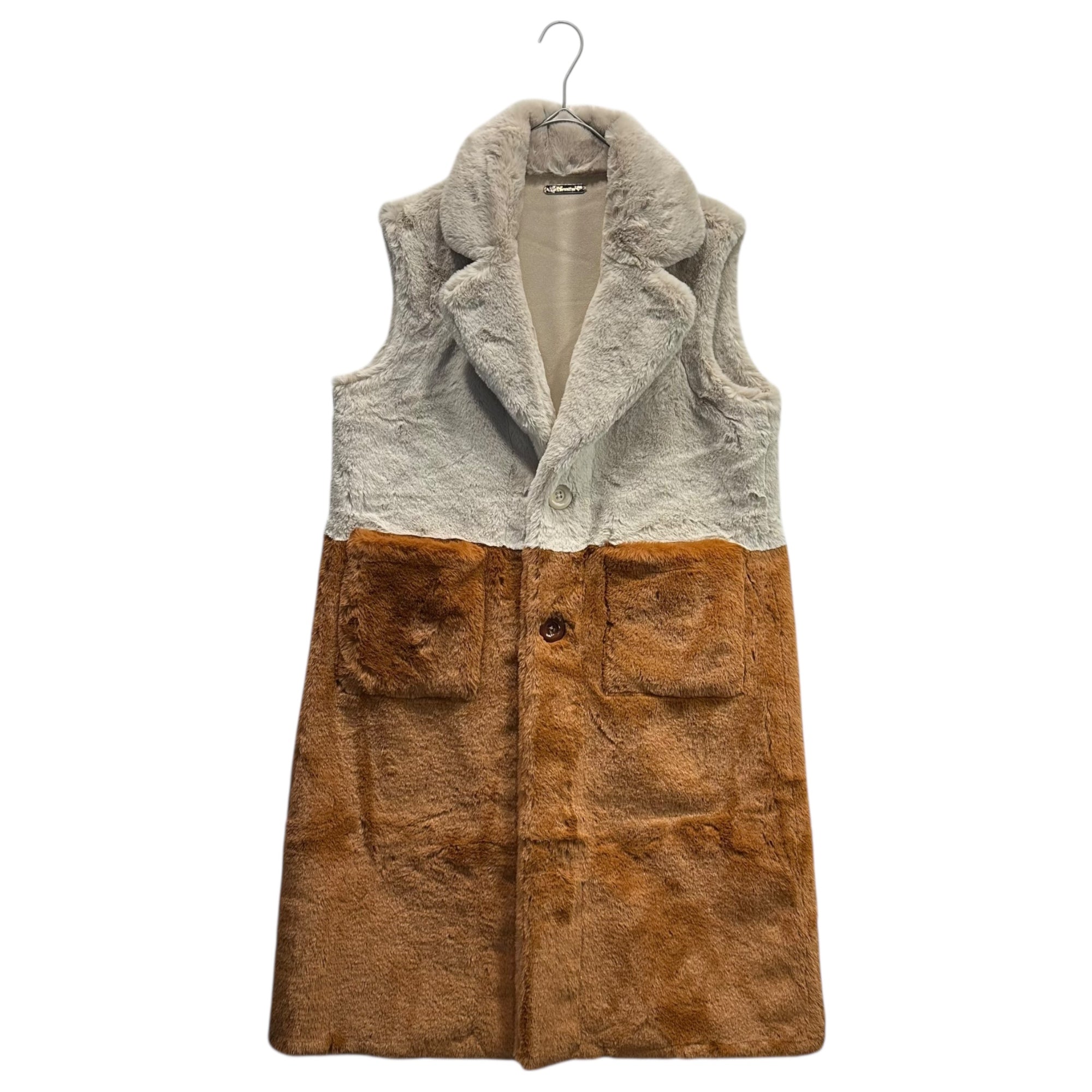 La Fiorentina(ラ・フィオレンティーナ) Long Faux Fur Reversible Vest ロング フェイクファー リバーシブル ベスト VEST-281 S/M アイボリー×ブラウン