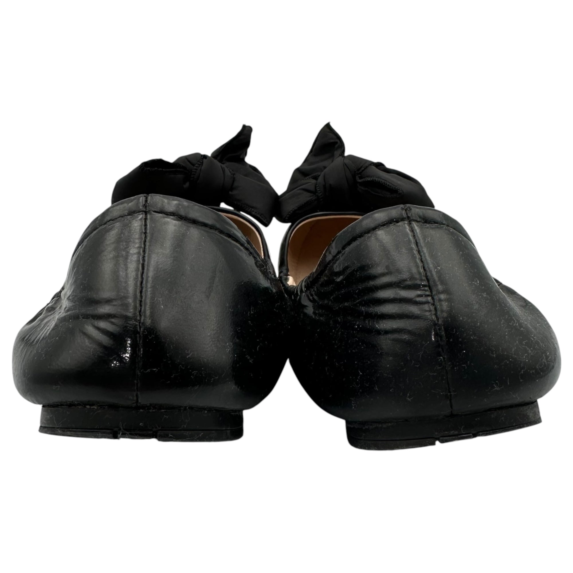 PRADA(プラダ) Bow Patent Leather Ballet Flats リボン パテントレザー バレエシューズ 3F455 38(24cm程度) ブラック