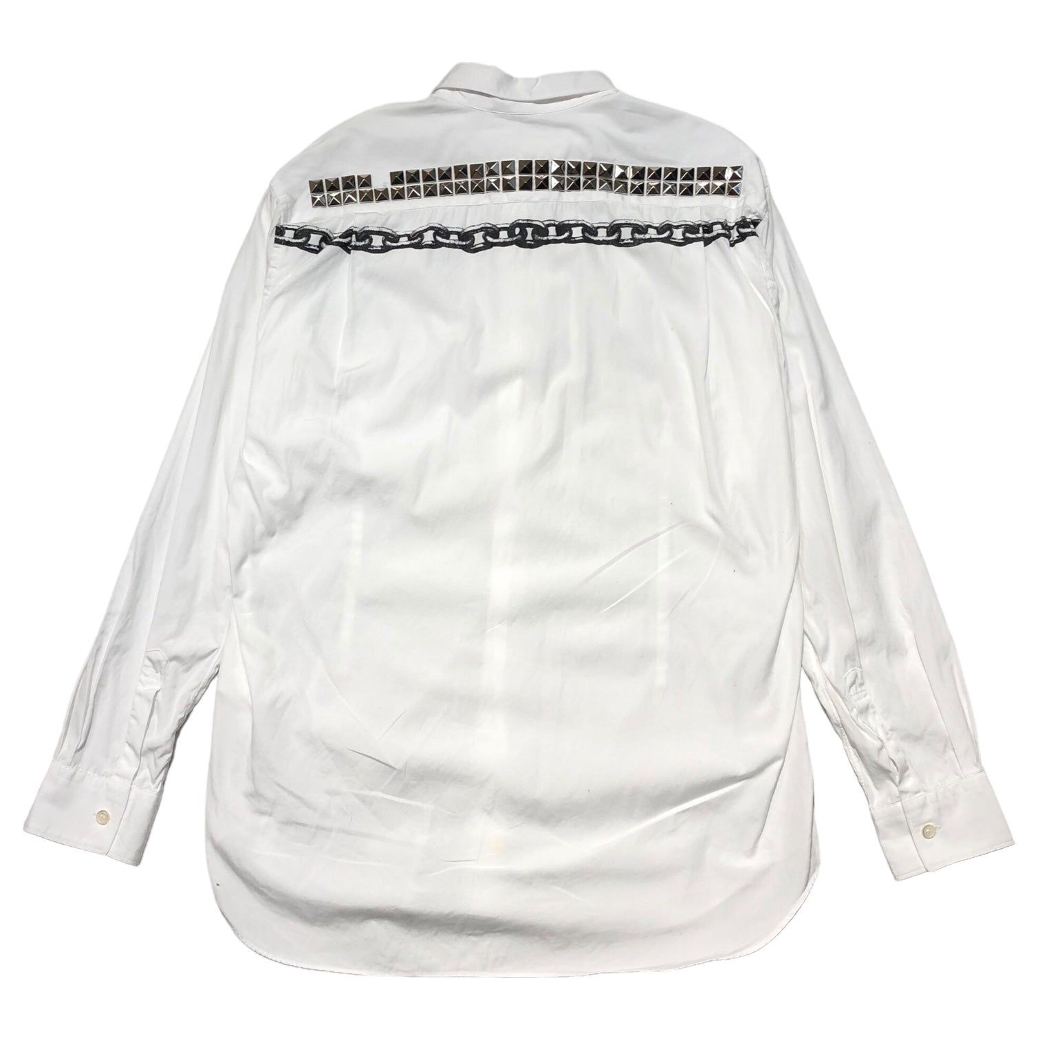 COMME des GARCONS SHIRT(コムデギャルソンシャツ) studded chain print shirt/スタッズ装飾チェーンプリントシャツ FF-B107 S ホワイト×ブラック×シルバー
