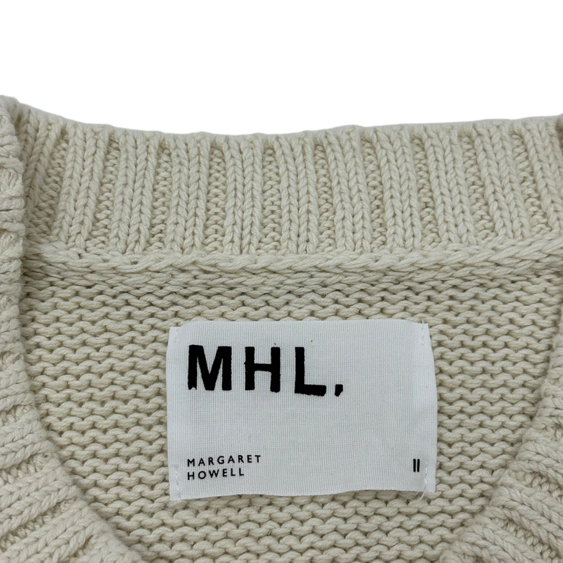 MHL.(マーガレットハウエル) 24SS Linen cotton low gauge knit vest リネン コットン ローゲージ ニット ベスト 595-4161500 2(M程度) アイボリー 参考定価20,000円＋税