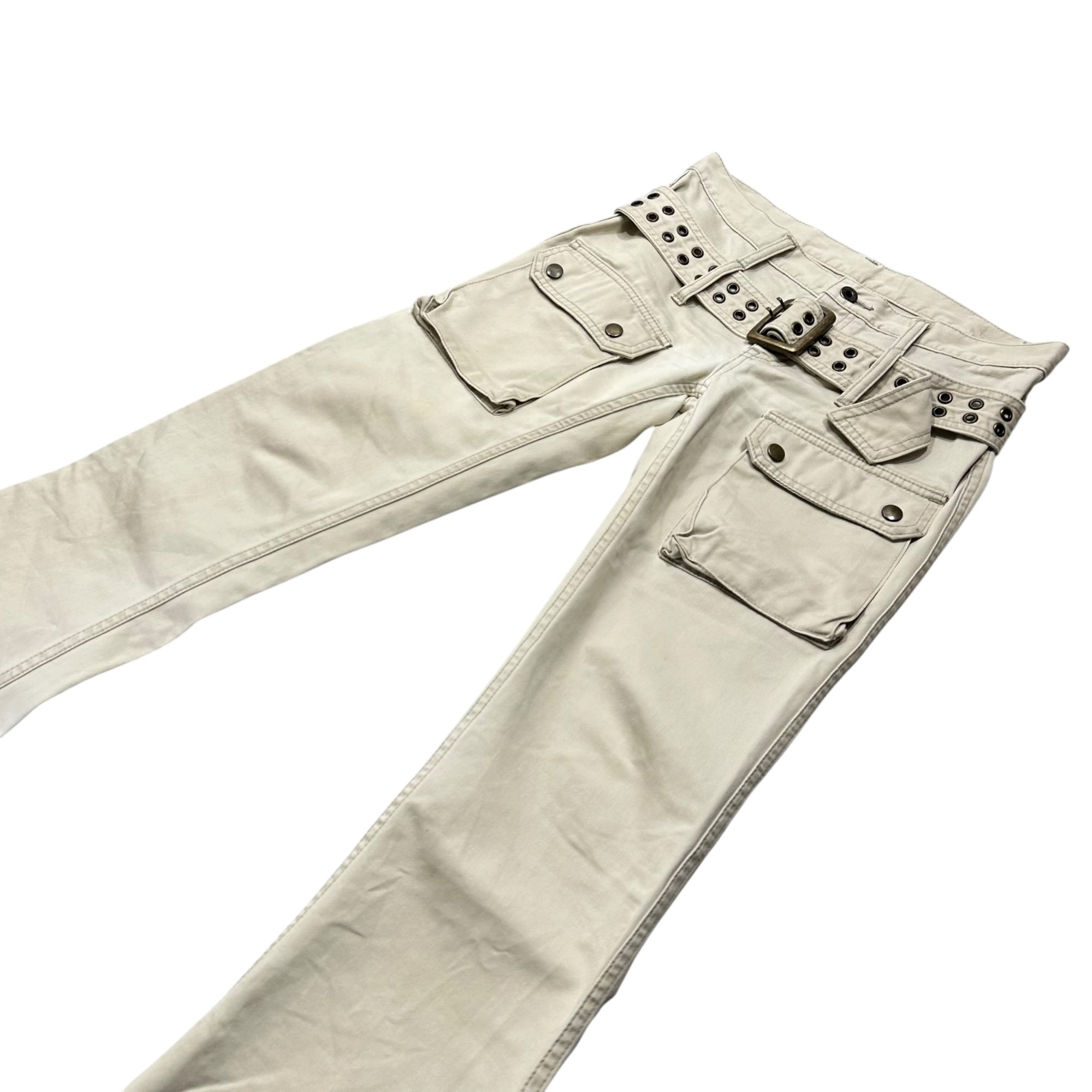 Hysterics(ヒステリックス) 1990's~2000's Eyelet belt flared pants 鳩目ベルト フレア パンツ 3AP-4513 M ベージュ