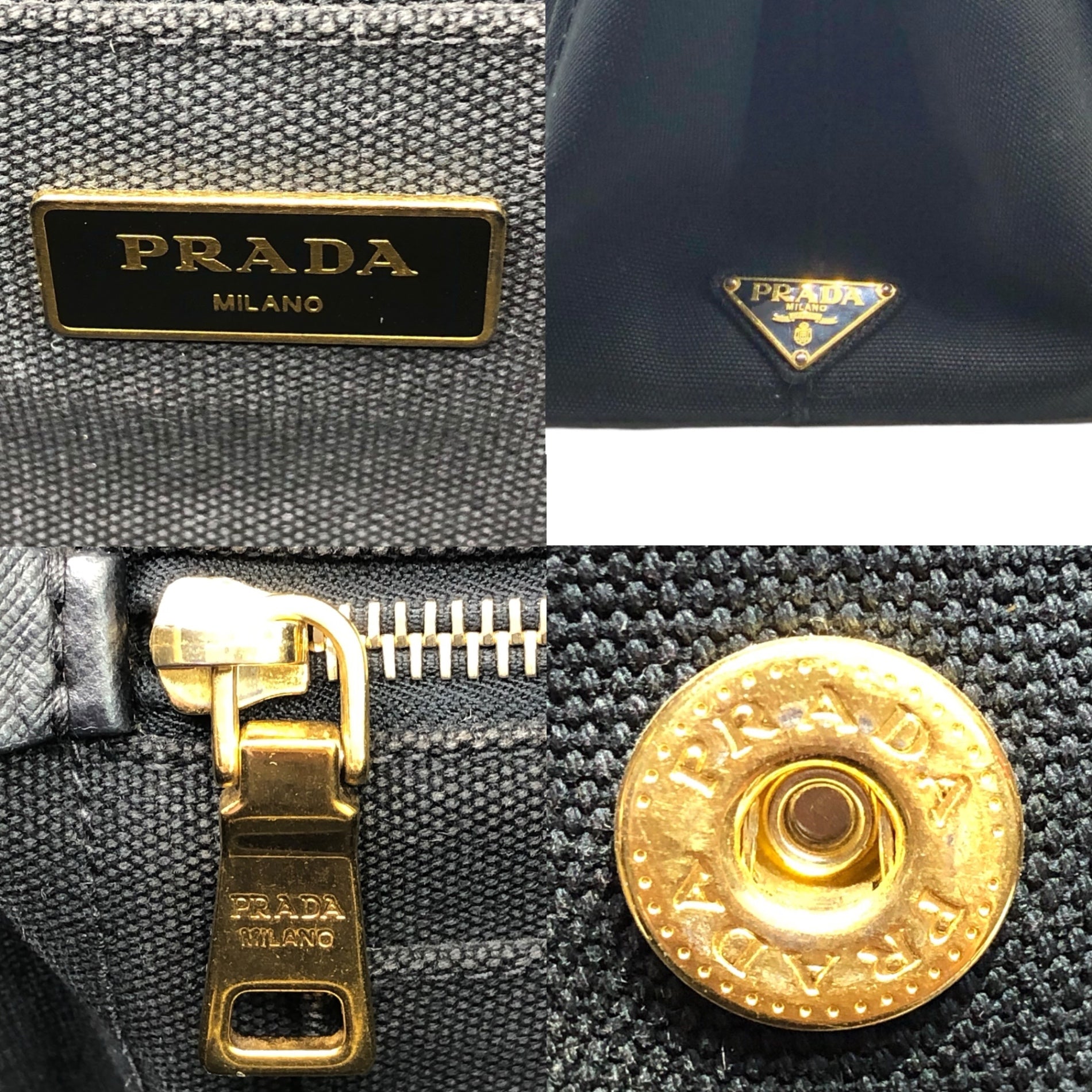 PRADA(プラダ) panama bag パナマ バッグ ブラック 204 キャンバス トート ハンド バッグ