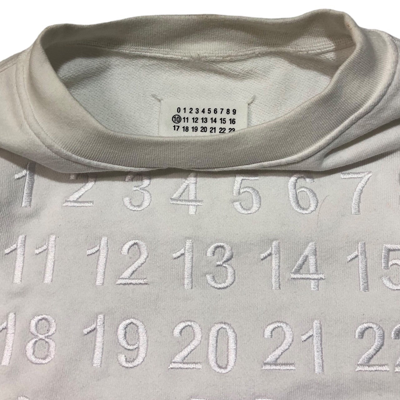 MAISON MARGIELA(メゾンマルジェラ) 20AW Reconstructed Calendar Sweatshirt 再構築 カレンダー  刺繍 ロゴ スウェット ドッキング S50GU0129 46(M程度) ホワイト×グレー