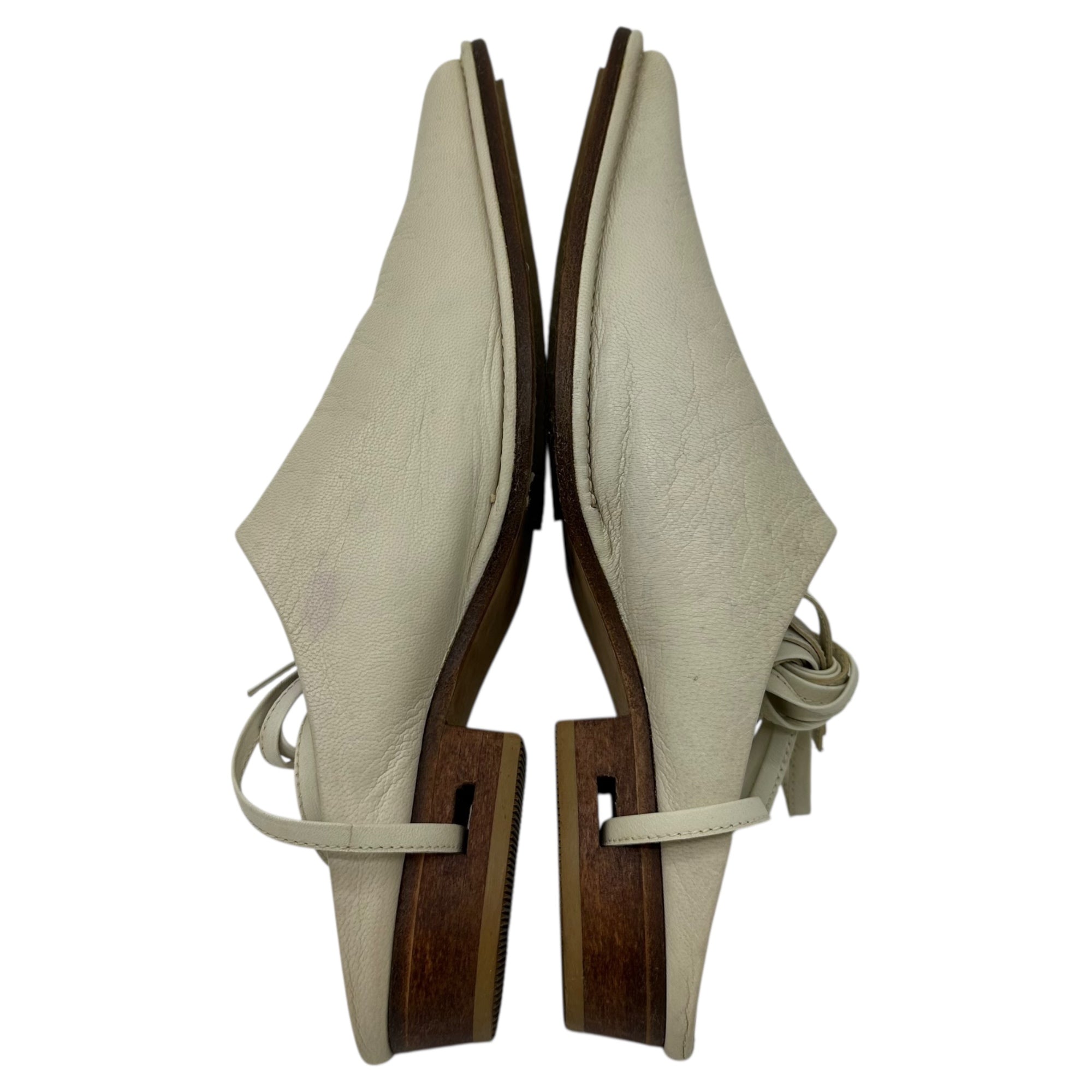 Y's(ワイズ) Western Lace-Up Leather Mules ウエスタン レースアップ レザー ミュール YY-E05-762-1/2 2(22.5~23cm程度) ホワイト ポインテッド トゥ パンプス サンダル