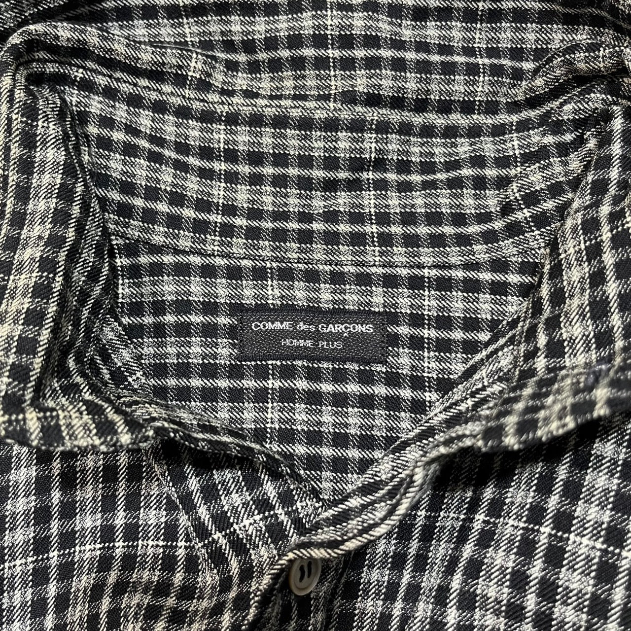 COMME des GARCONS HOMME PLUS(コムデギャルソンオムプリュス) 80's wide silhouette wool check shirt/ワイドシルエットウールチェックシャツ/80年代/ヴィンテージ PB-050010 SIZE FREE ブラック×ホワイト