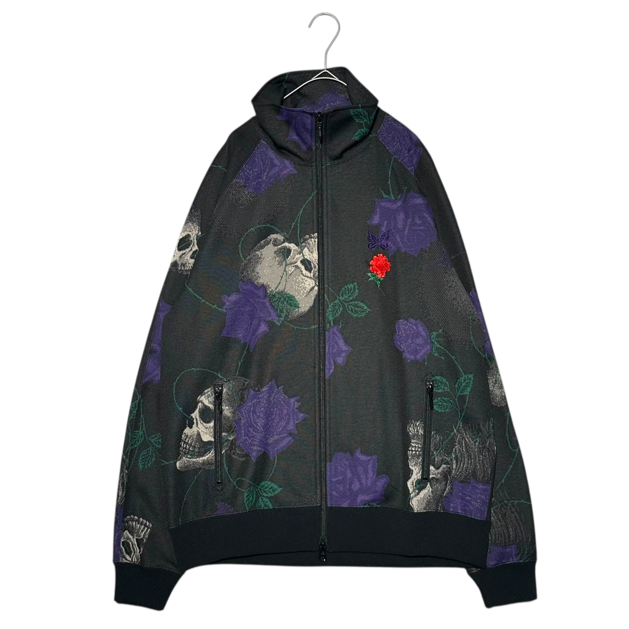WILD SIDE YOHJI YAMAMOTO × NEEDLES(ワイルドサイド ヨウジヤマモト × ニードルズ) Skull Rose Track Jacket スカルローズ トラック ジャケット MR1038 L ブラック×パープル