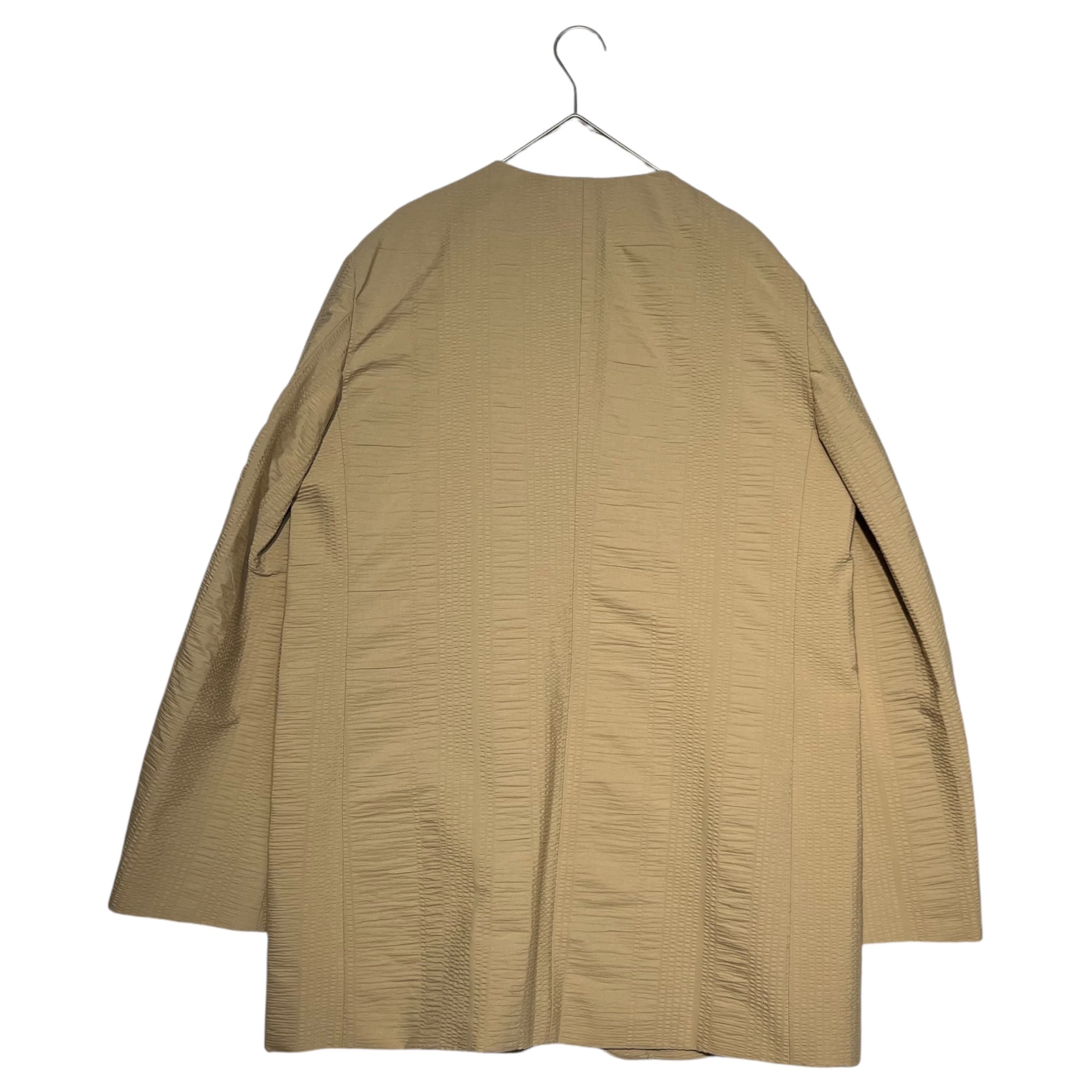 SEEALL(シーオール) Seersucker collarless jacket シアサッカー ノーカラー ジャケット SAW13 JK105B 38(M程度) ベージュ オフィスカジュアル