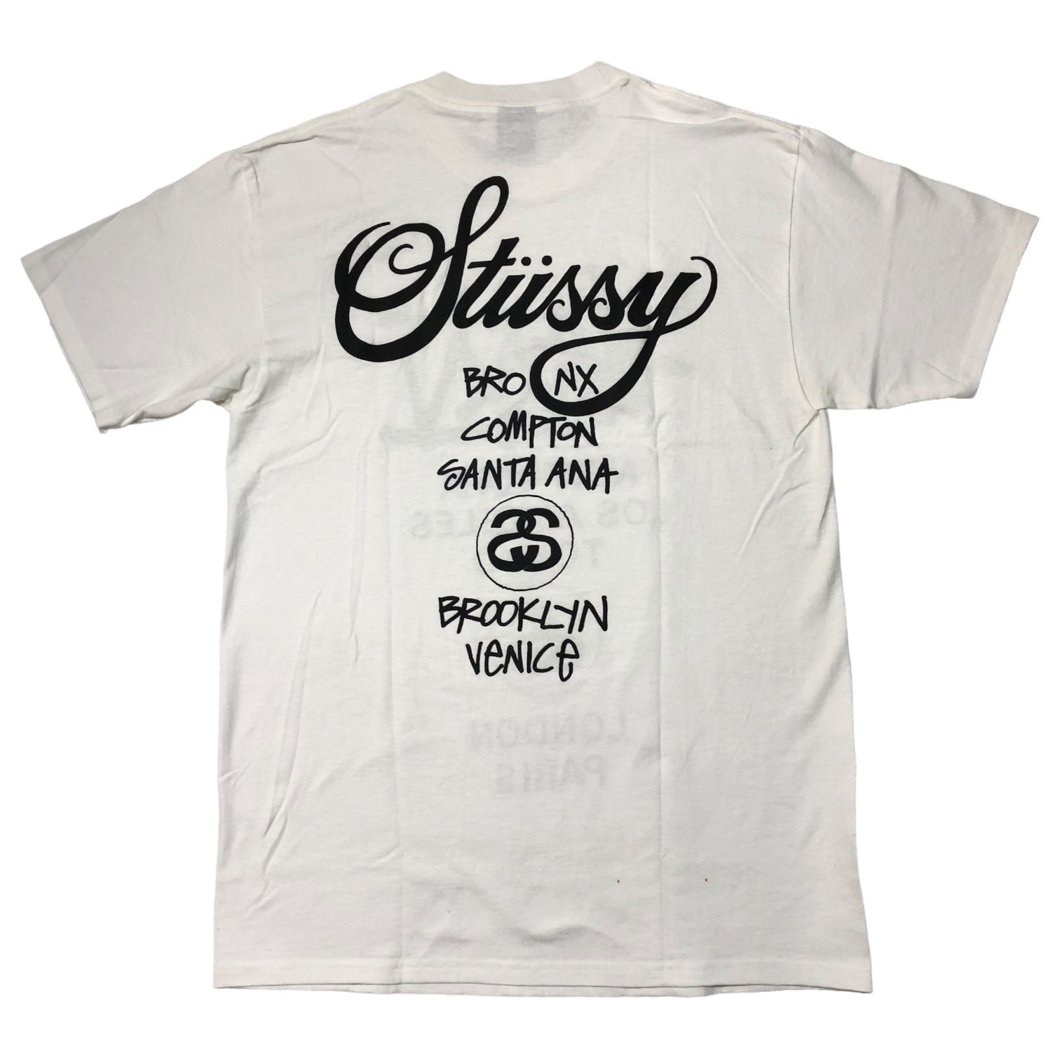STUSSY(ステューシー) 00's STUXXV WORLD TOUR TEE ワールド ツアー Tシャツ 半袖 ロゴ M ホワイト デッドストック