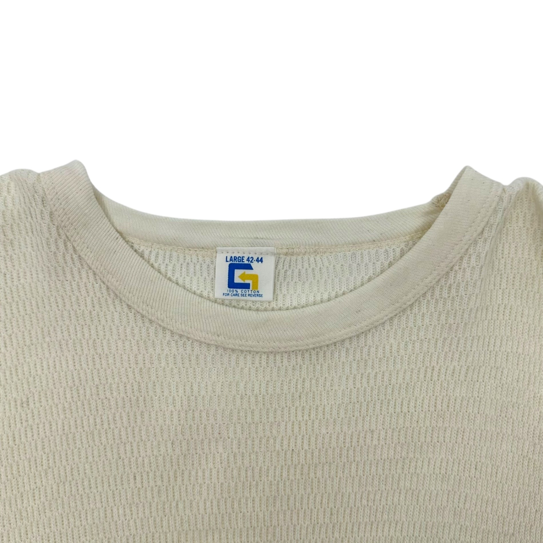 VINTAGE(ヴィンテージ) 70’s thermal cut and sew サーマルカットソー コットン100% 3(L~LLサイズ) ホワイト