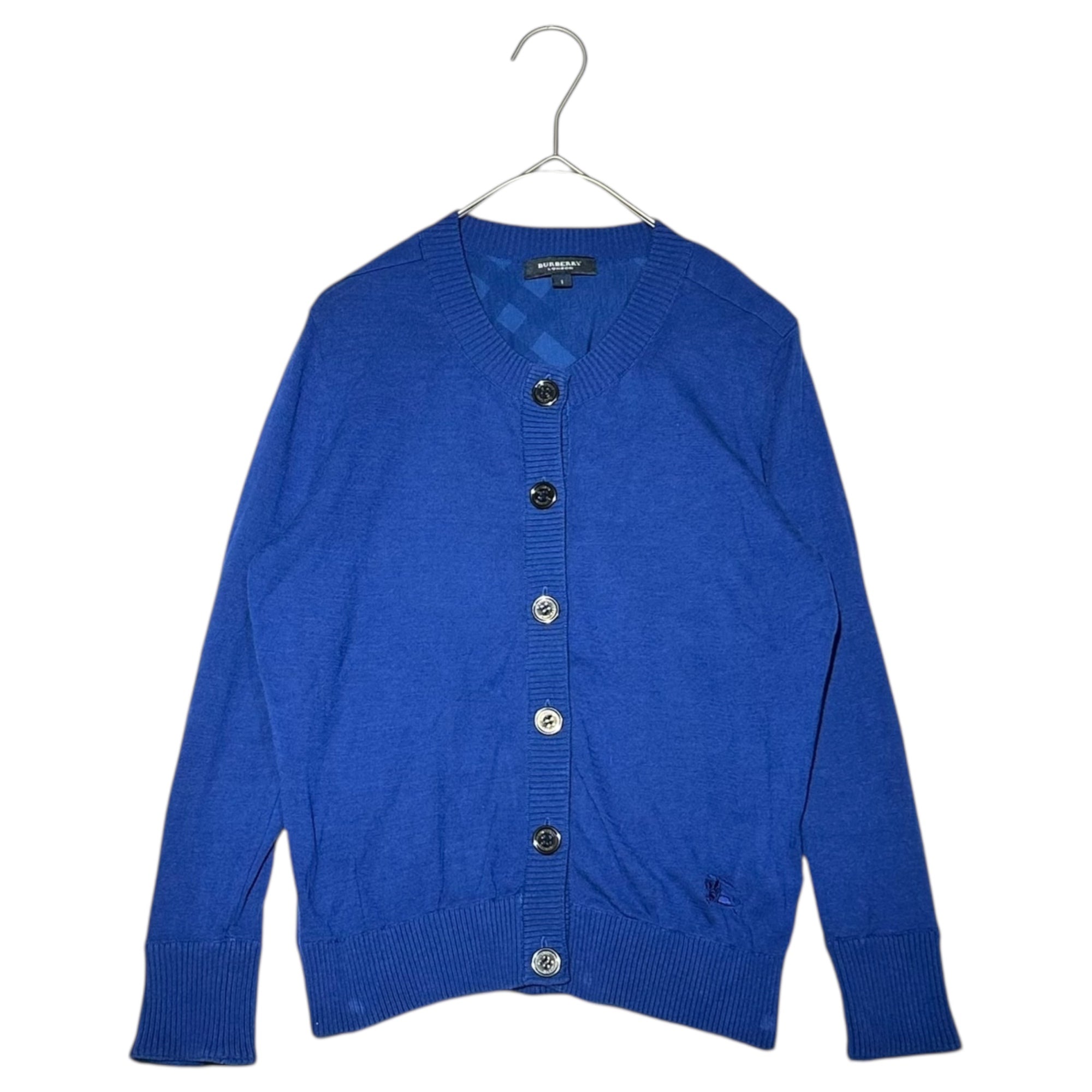 BURBERRY LONDON(バーバリーロンドン) Rayon Cotton Long-Sleeve Button-Up Cardigan レーヨン コットン 長袖 ボタン カーディガン B1N52-131-26 1(S程度) ブルー 裏地 ノヴァチェック