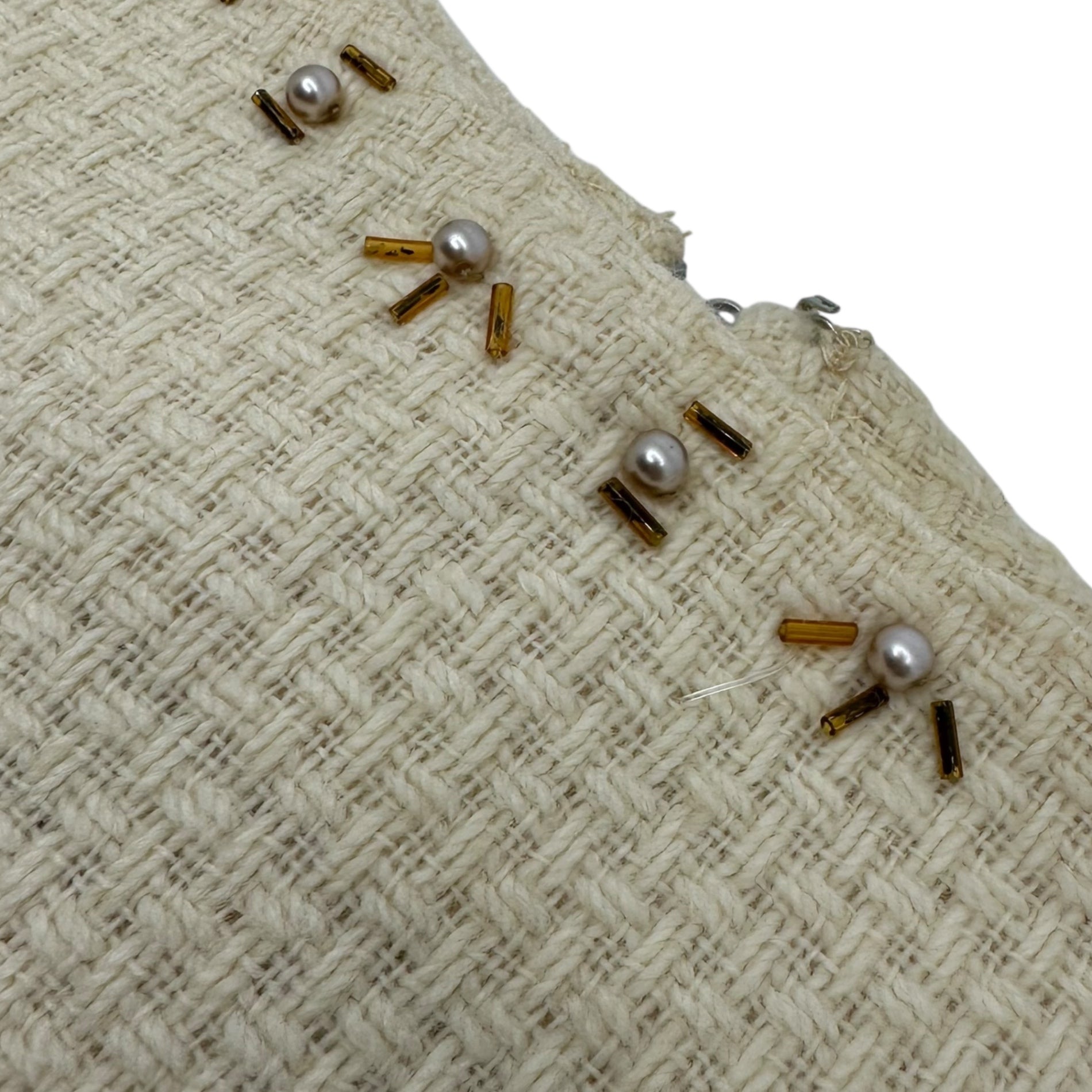 VINTAGE(ヴィンテージ) London 70's~ white knit sleevlessdress ミルキーホワイトニットのデザインノースリーブワンピース M程度 アイボリー