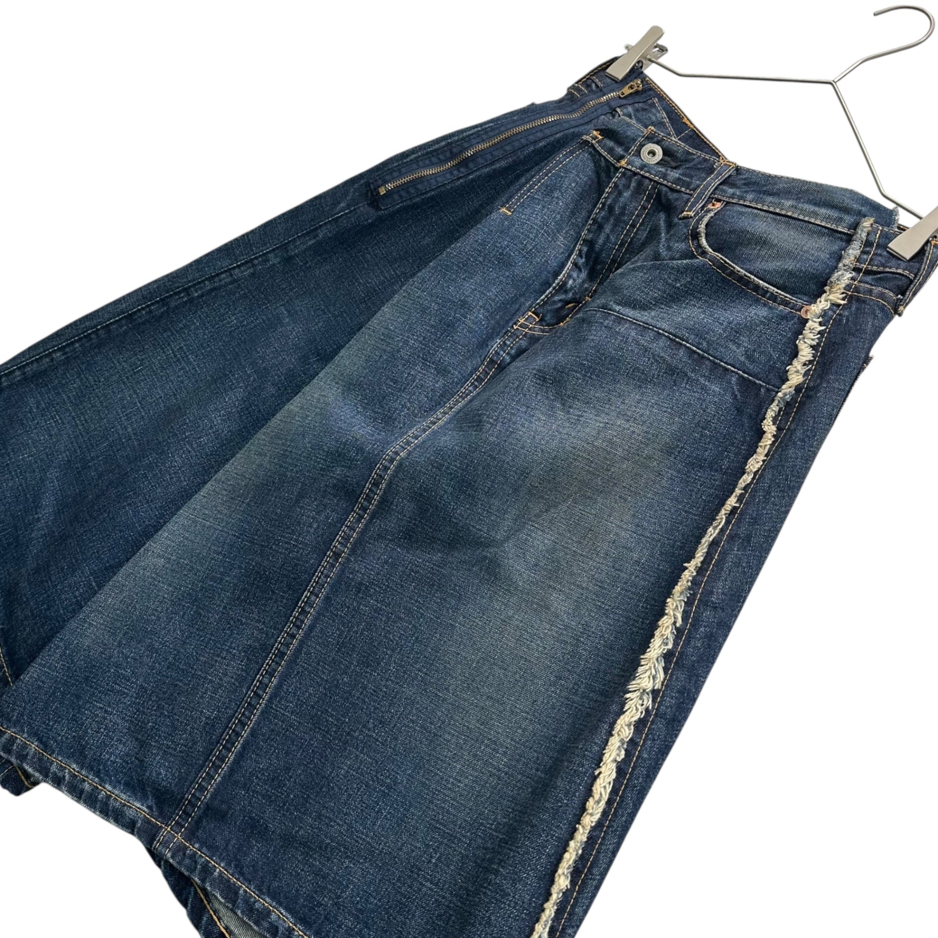 COMME des GARCONS JUNYA WATANABE(コムデギャルソンジュンヤワタナベ) 11SS Asymmetrical Design Denim Skirt アシンメトリー デザイン デニム スカート JZ-S201 L インディゴ AD2010 USED加工
