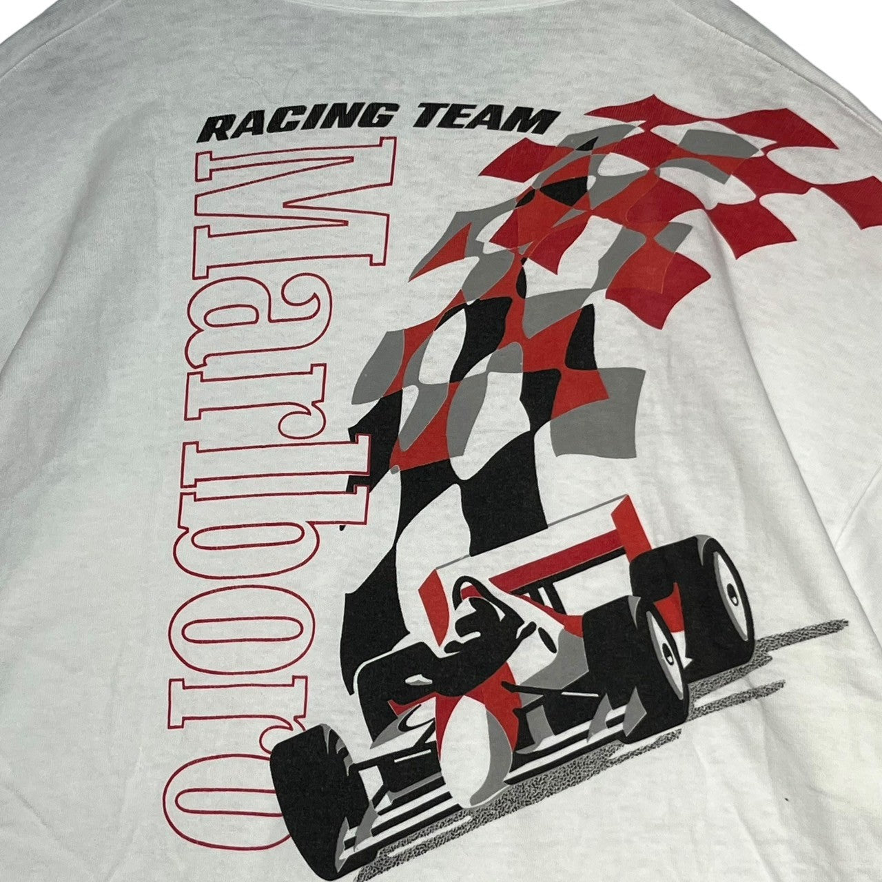 Marlboro(マールボロ) 90's Marlboro RACING レーシング プリント Tシャツ XL ホワイト×レッド 90年代 ヴィンテージ